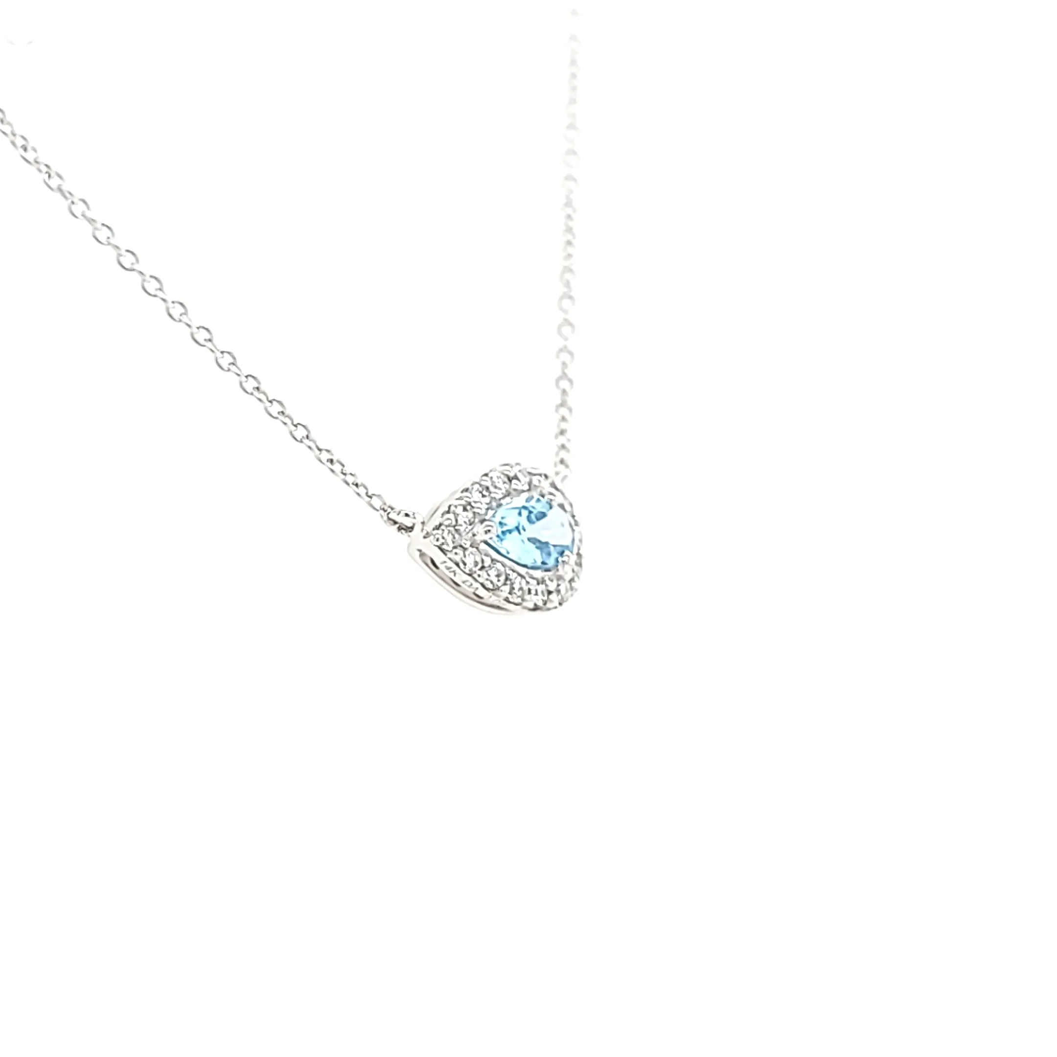 14k White Gold Pear Shaped Aquamarine Necklace (I6554)