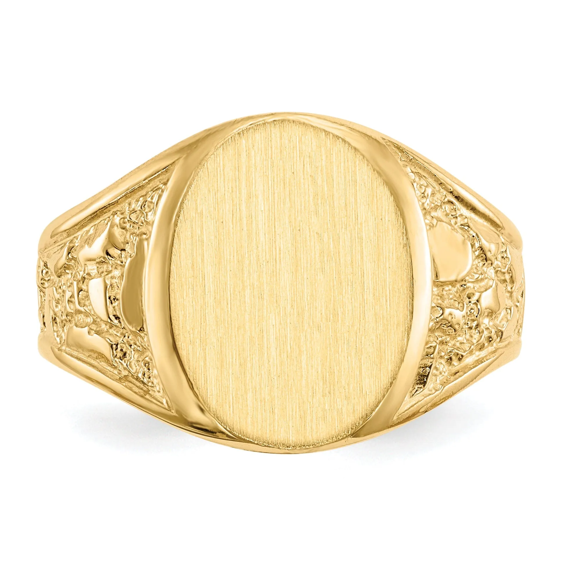 14k Yellow Gold Men's Burnish Signet Ring