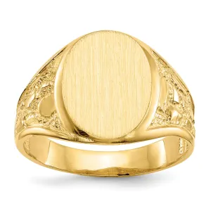 14k Yellow Gold Men's Burnish Signet Ring