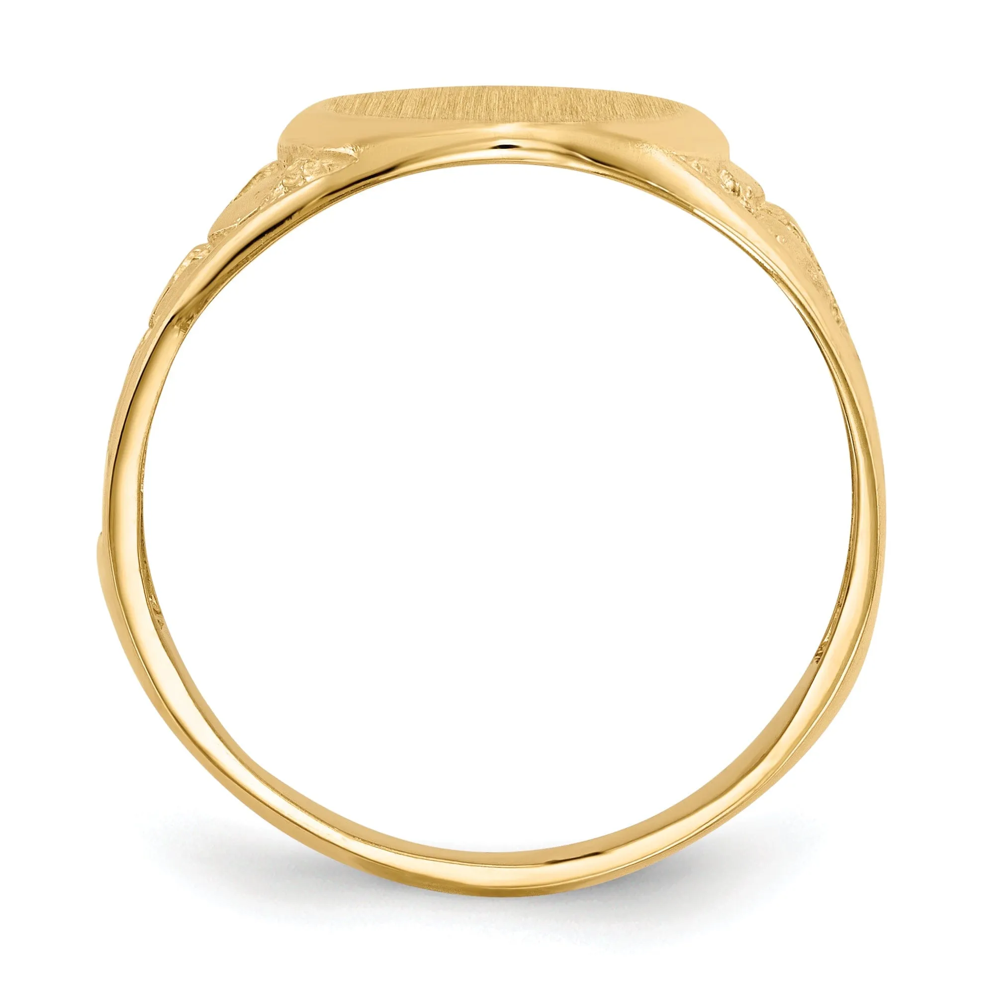 14k Yellow Gold Men's Burnish Signet Ring