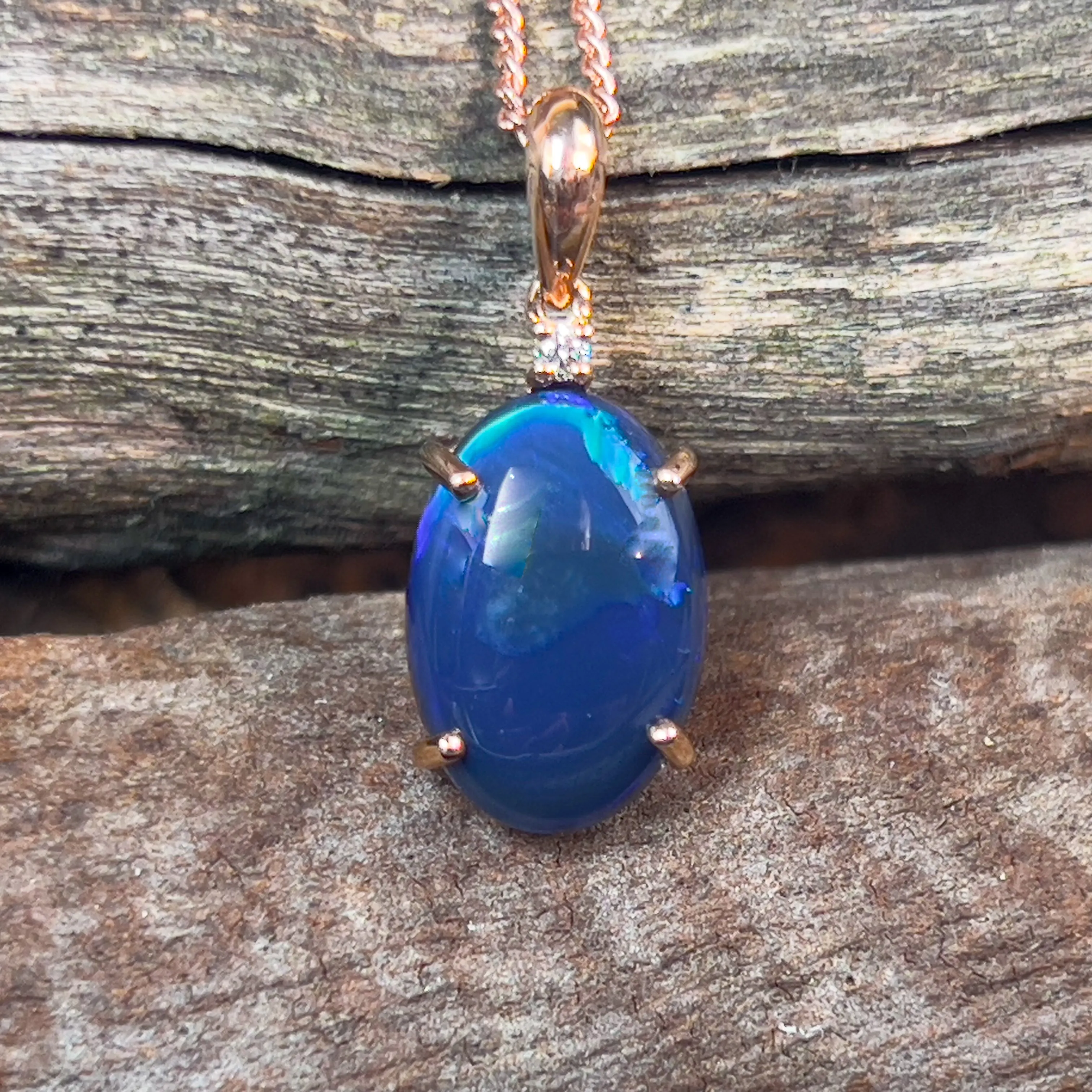 14kt Rose Gold Black Opal 14.2x9.5mm
