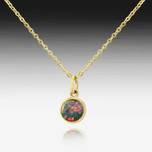 14kt Yellow Gold round Opal pendant