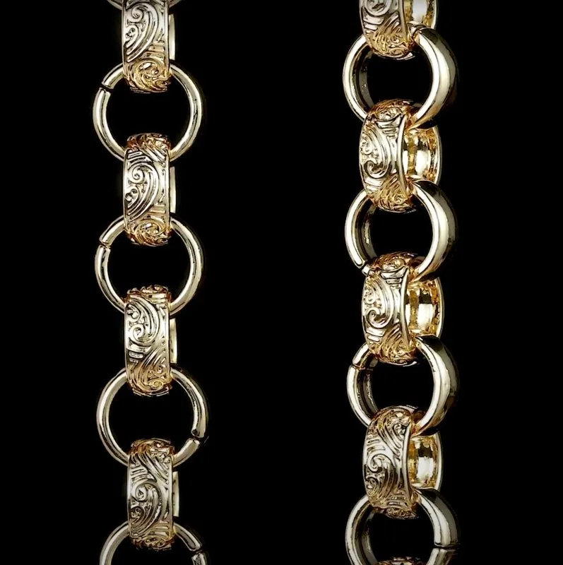 15mm Gold Filled Alternate Ornate Filigree Belcher Set 8/9.3/26 Inch