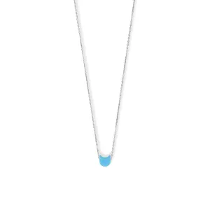 16"   2" Rhodium Plated Synthetic Opal Kitty Cat Face Necklace