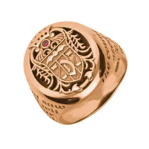 18ct Rose Gold Whitby Jet Ruby Dracula Crest Replica Signet Ring