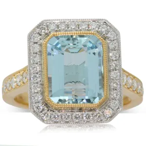 18ct Yellow & 18ct White Gold Aquamarine Ring