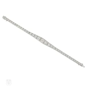 1920s J.E. Caldwell graduated diamond and platinum line bracelet