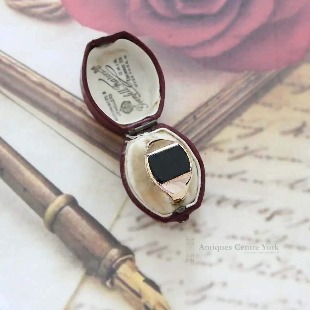 1960's Heavy 9ct Onyx Signet Ring