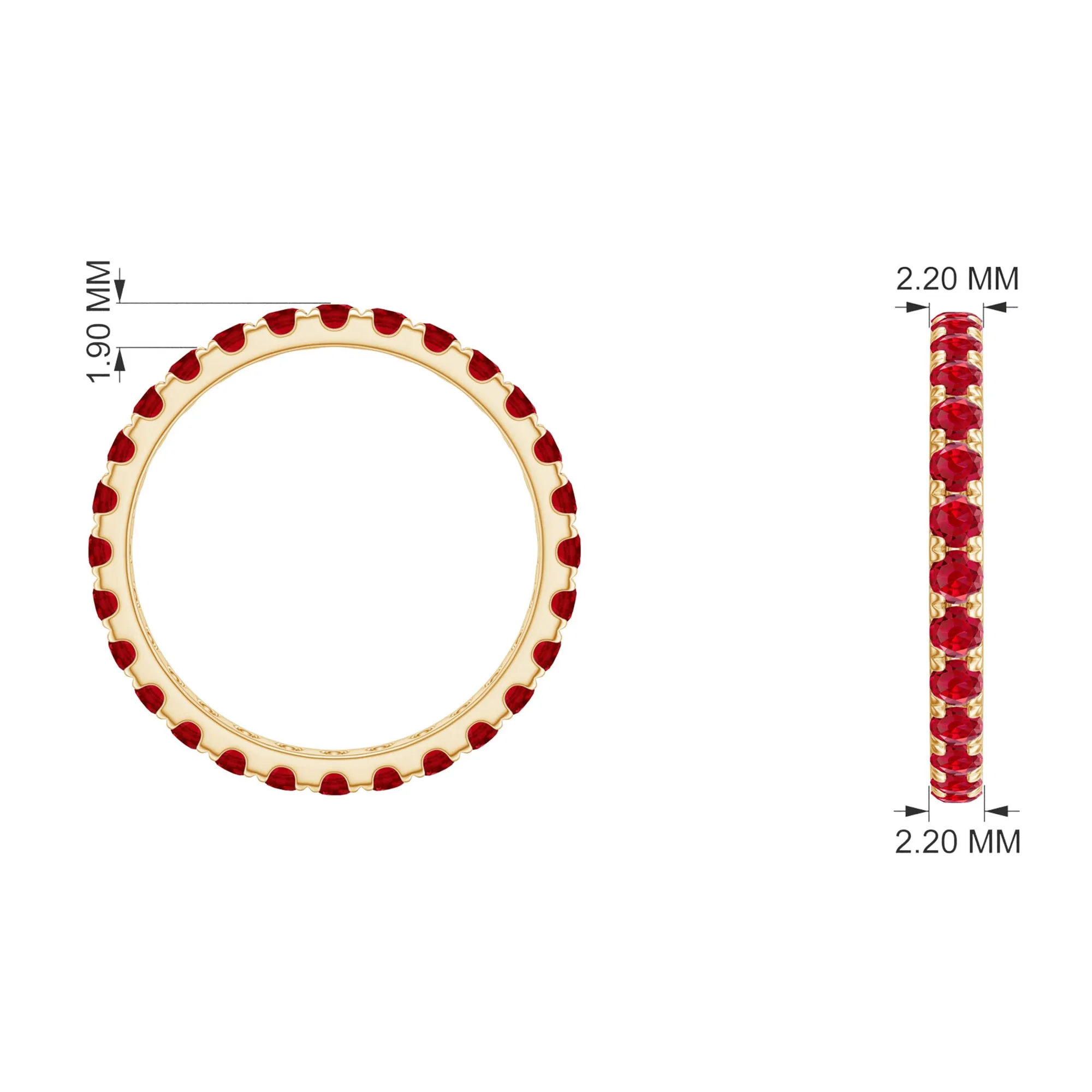 2 CT Created Ruby Full Eternity Band Ring in Gold