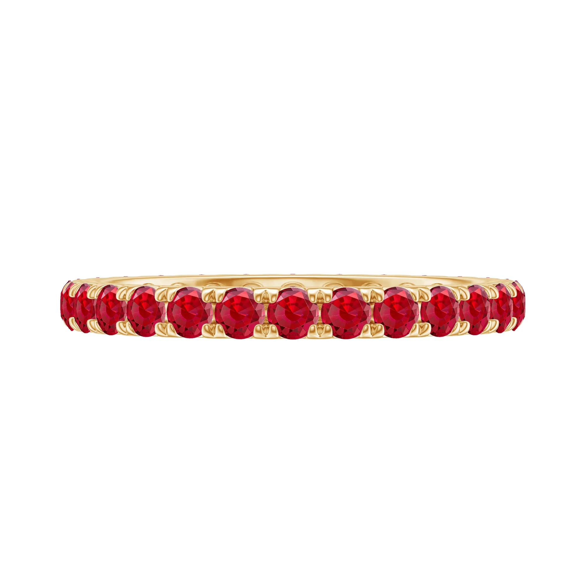 2 CT Created Ruby Full Eternity Band Ring in Gold
