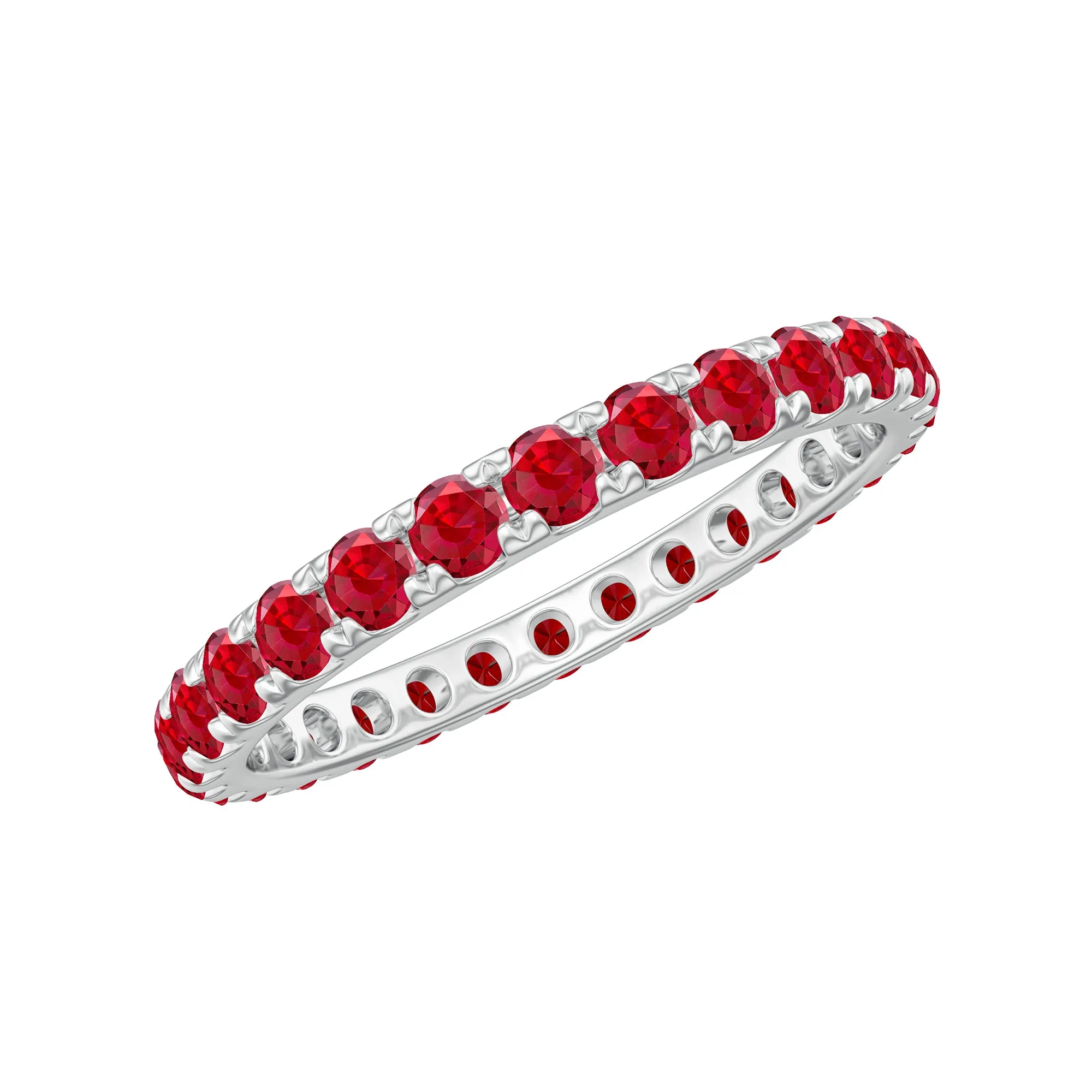 2 CT Created Ruby Full Eternity Band Ring in Gold