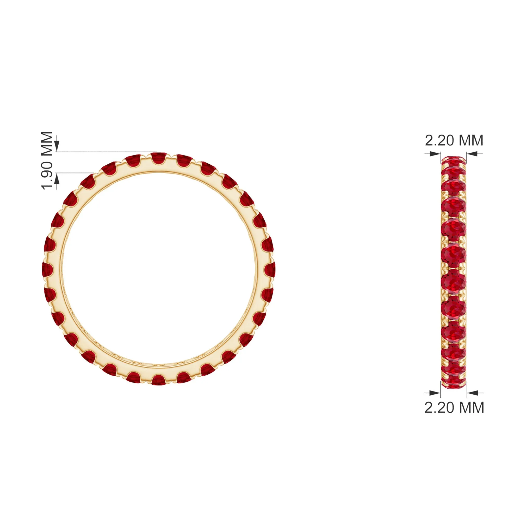 2 CT Created Ruby Full Eternity Band Ring in Gold