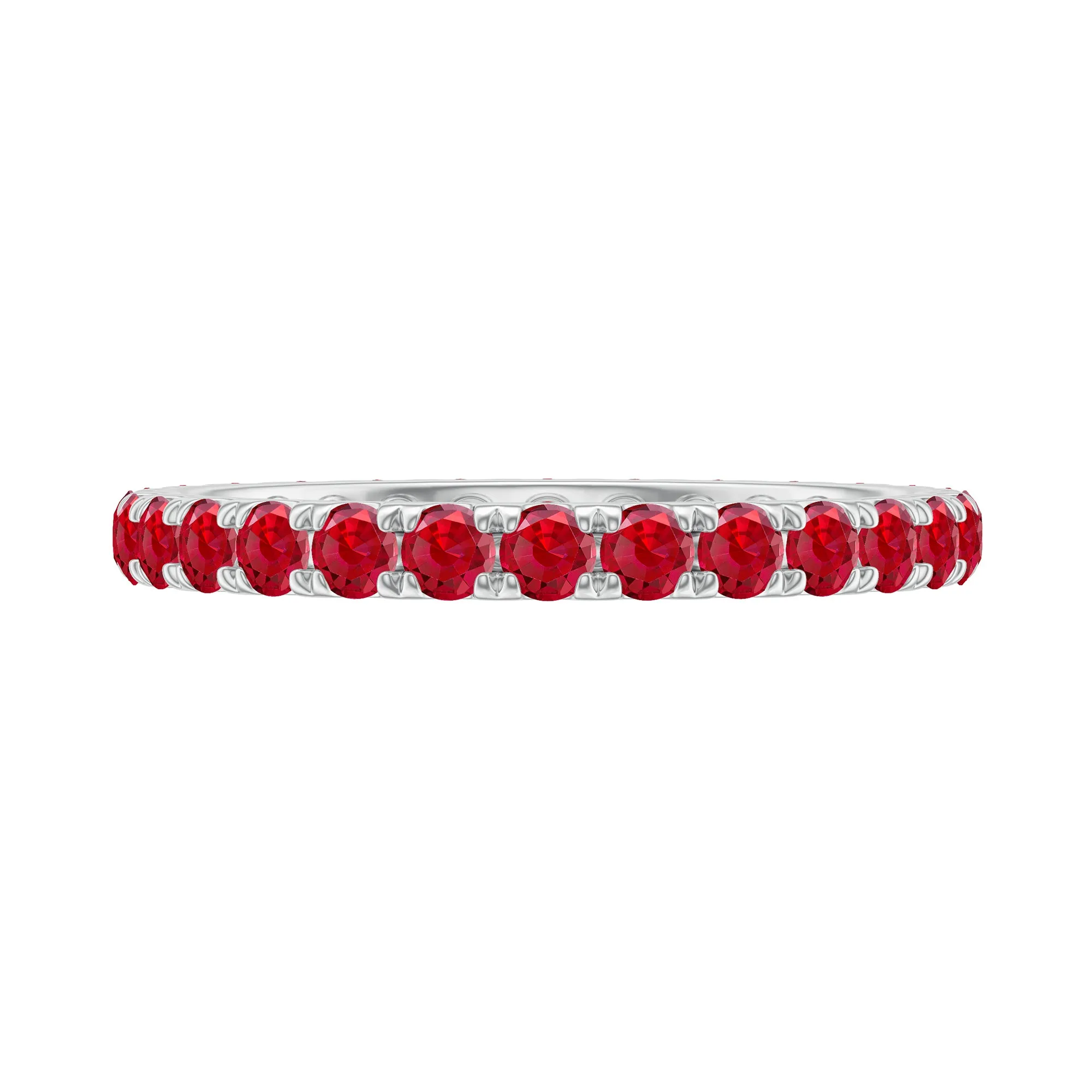2 CT Created Ruby Full Eternity Band Ring in Gold