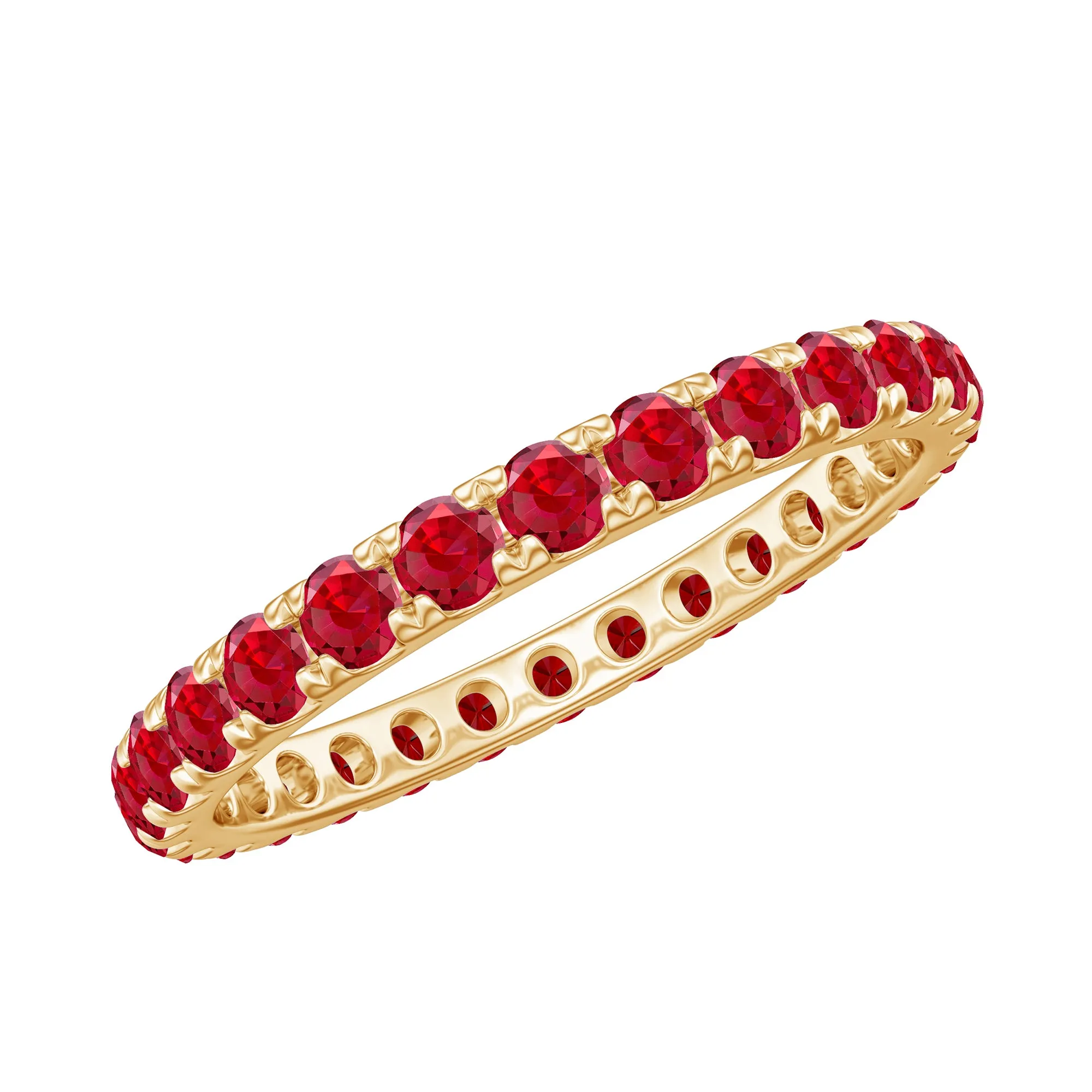 2 CT Created Ruby Full Eternity Band Ring in Gold