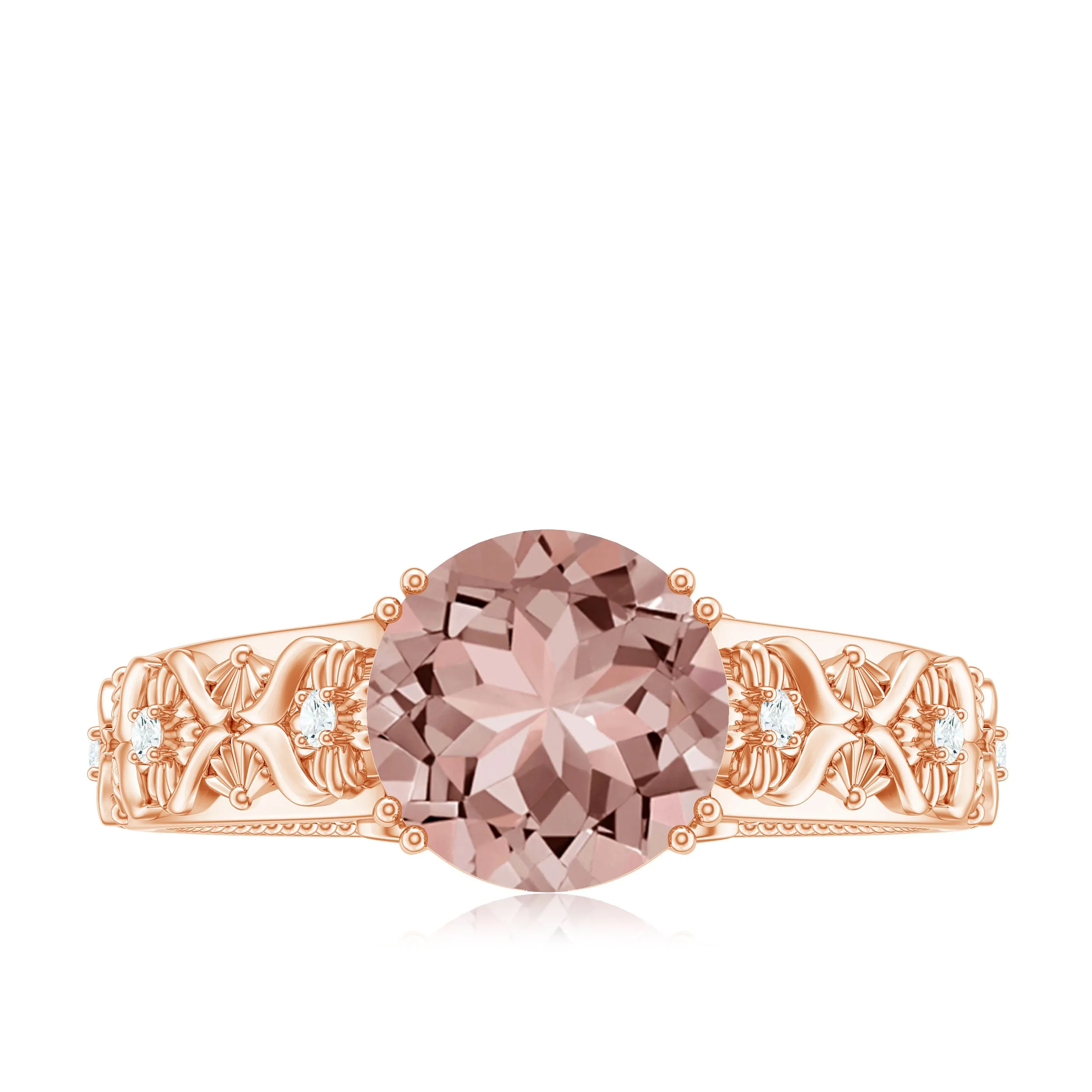 2 CT Morganite Floral Inspired Engagement Ring with Diamond