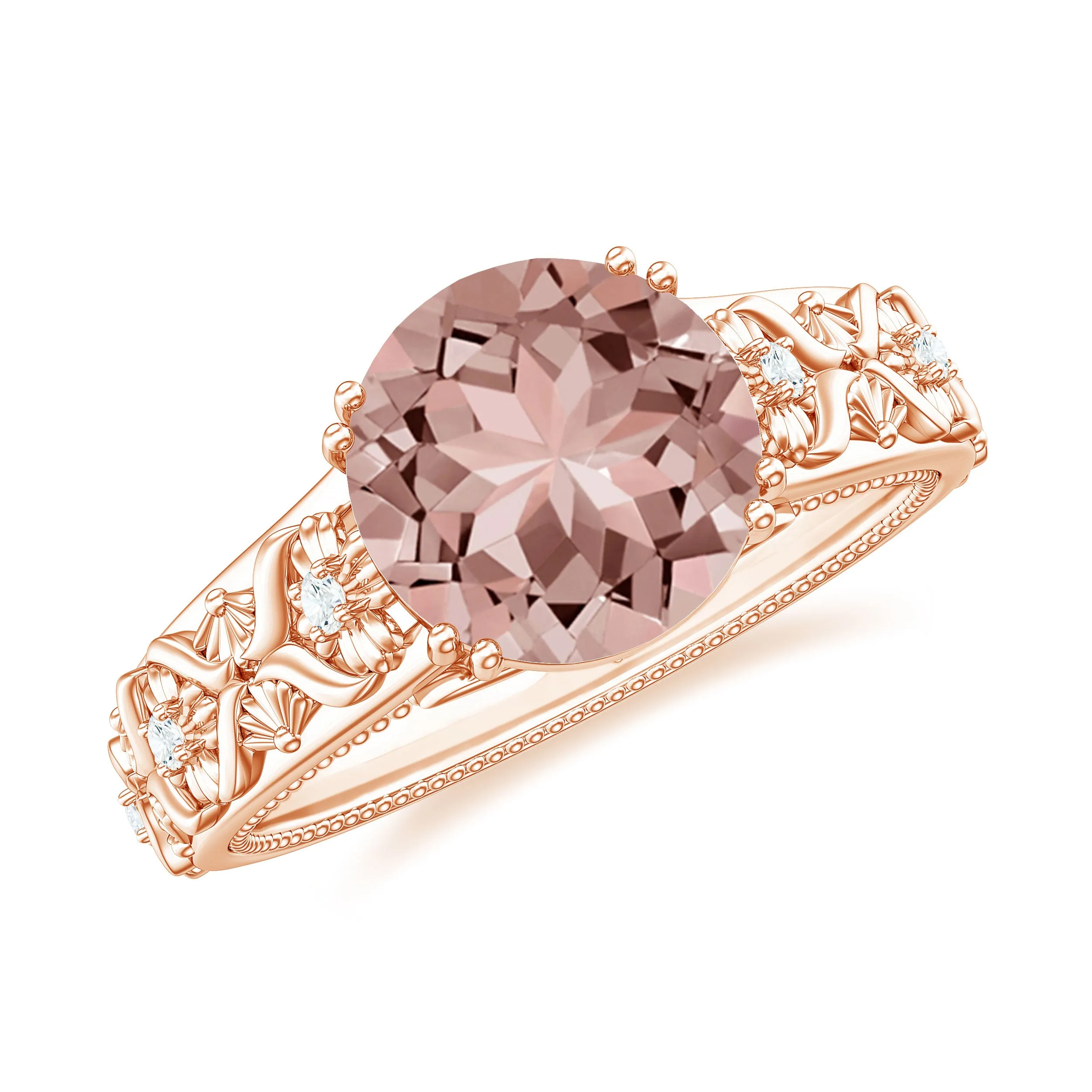 2 CT Morganite Floral Inspired Engagement Ring with Diamond
