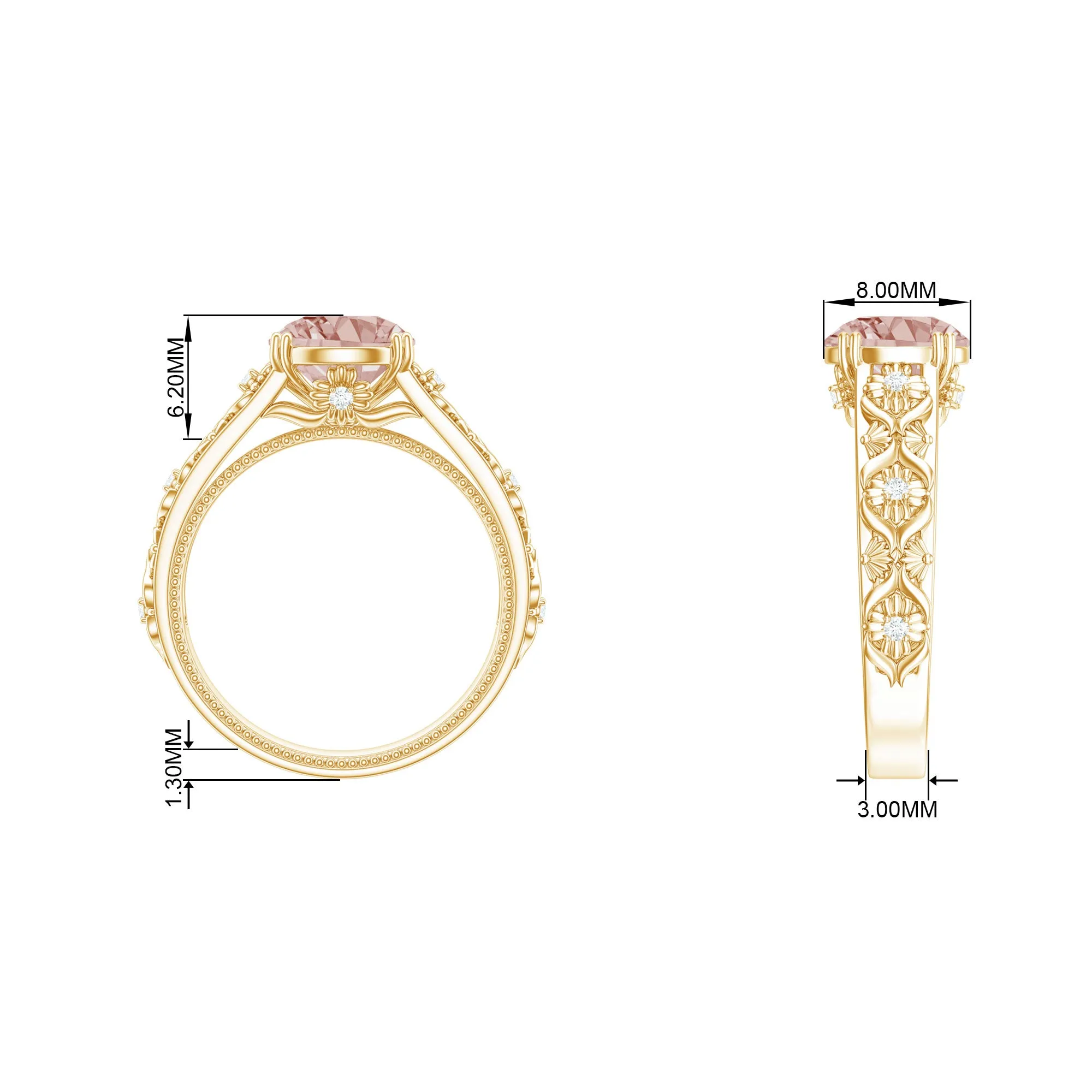 2 CT Morganite Floral Inspired Engagement Ring with Diamond