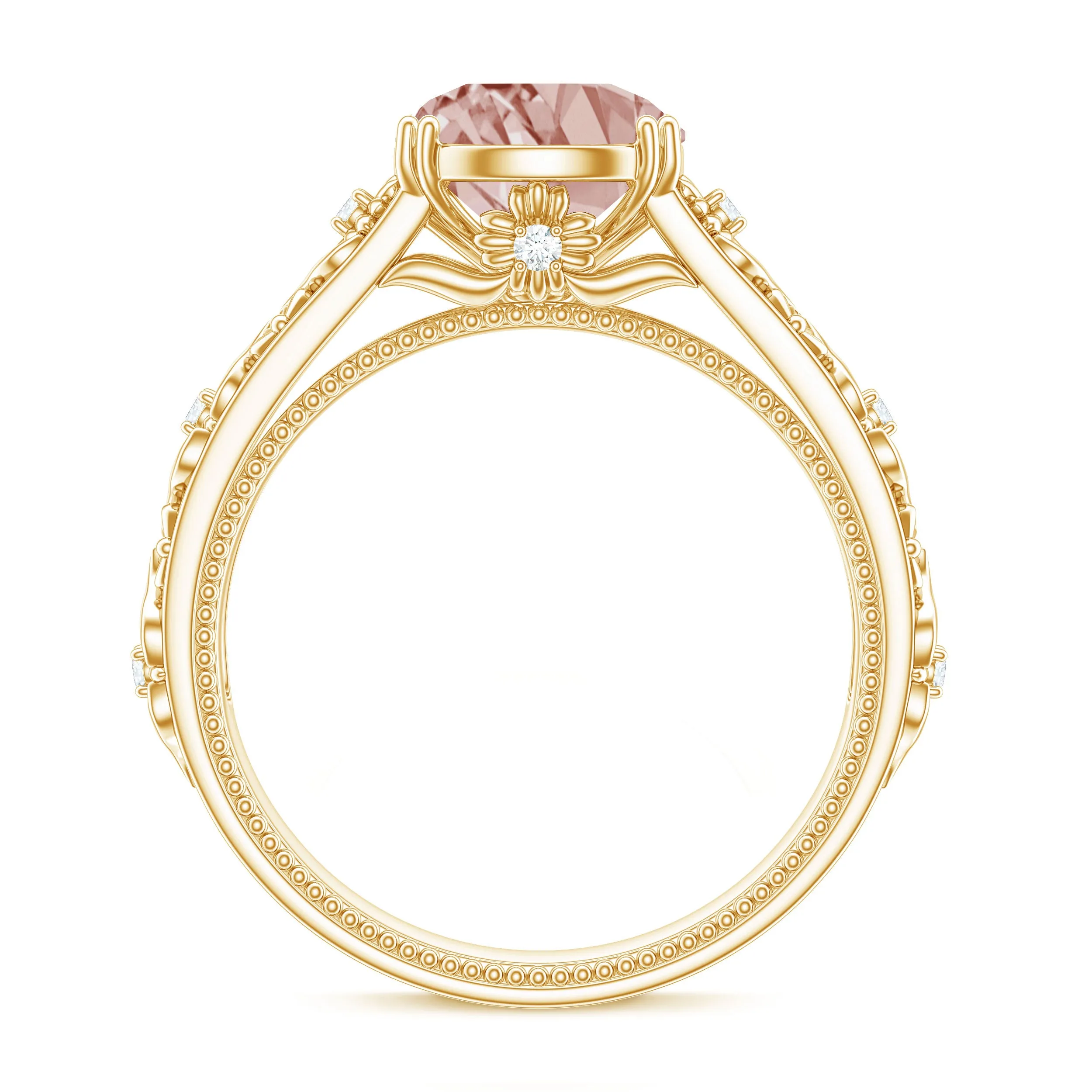 2 CT Morganite Floral Inspired Engagement Ring with Diamond