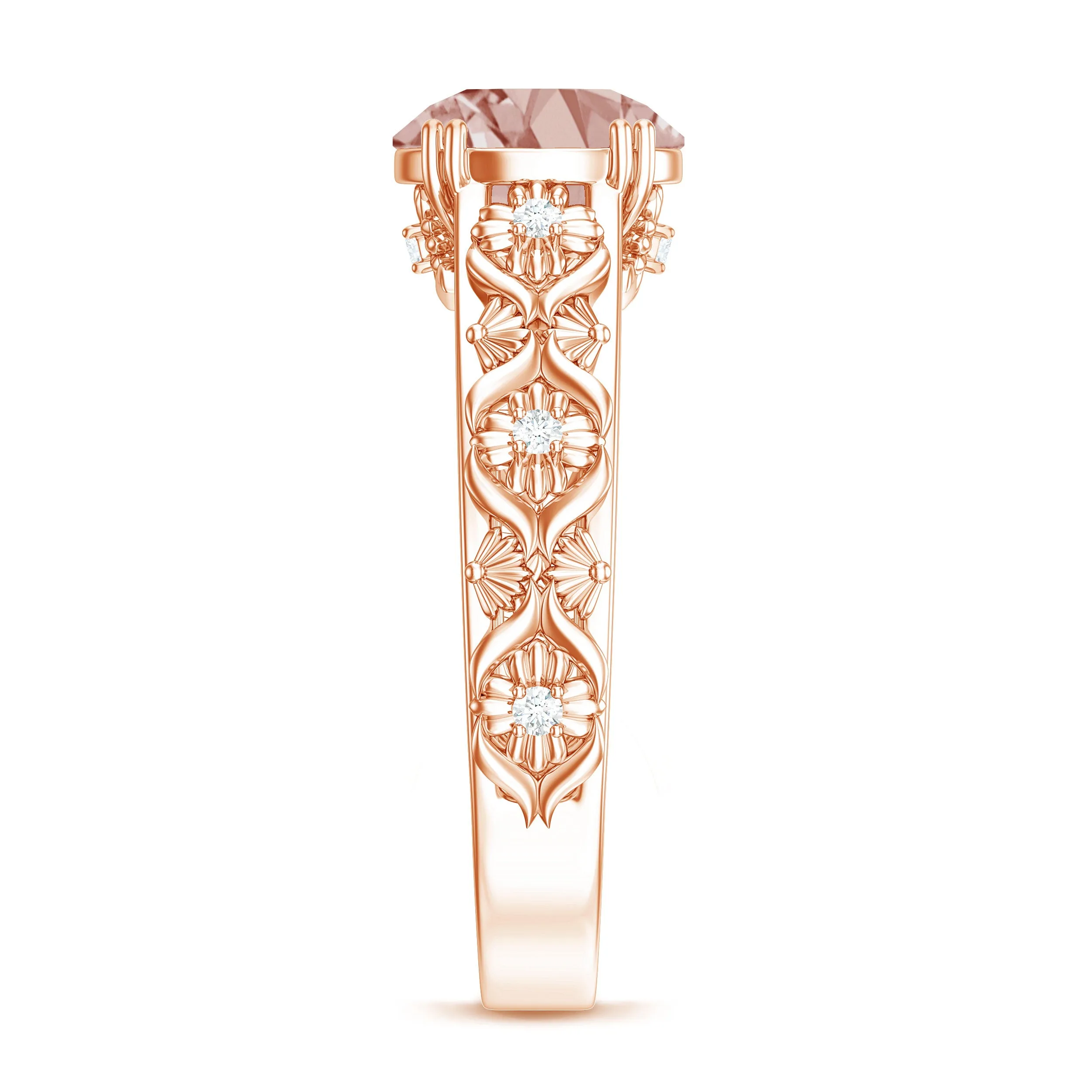 2 CT Morganite Floral Inspired Engagement Ring with Diamond