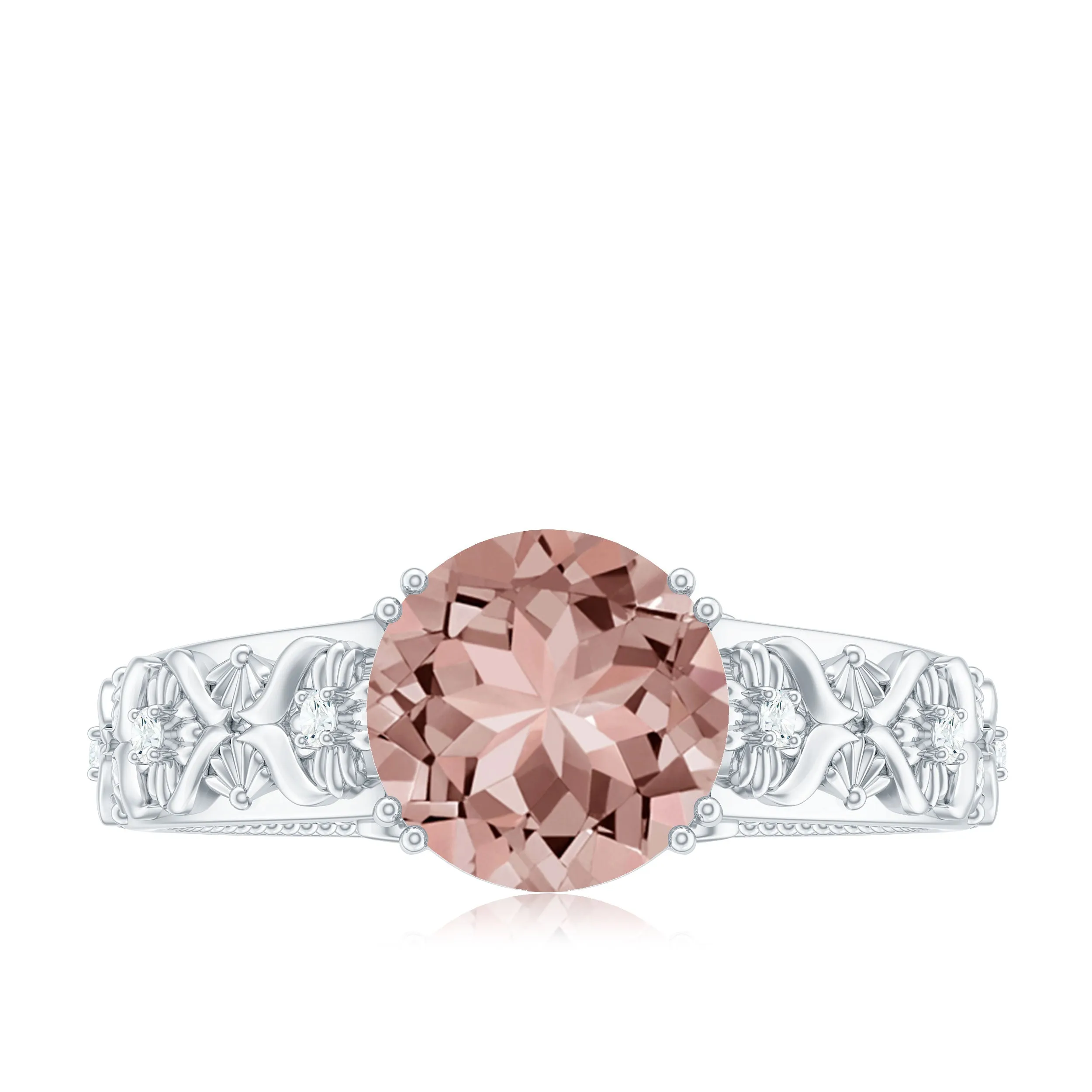 2 CT Morganite Floral Inspired Engagement Ring with Diamond