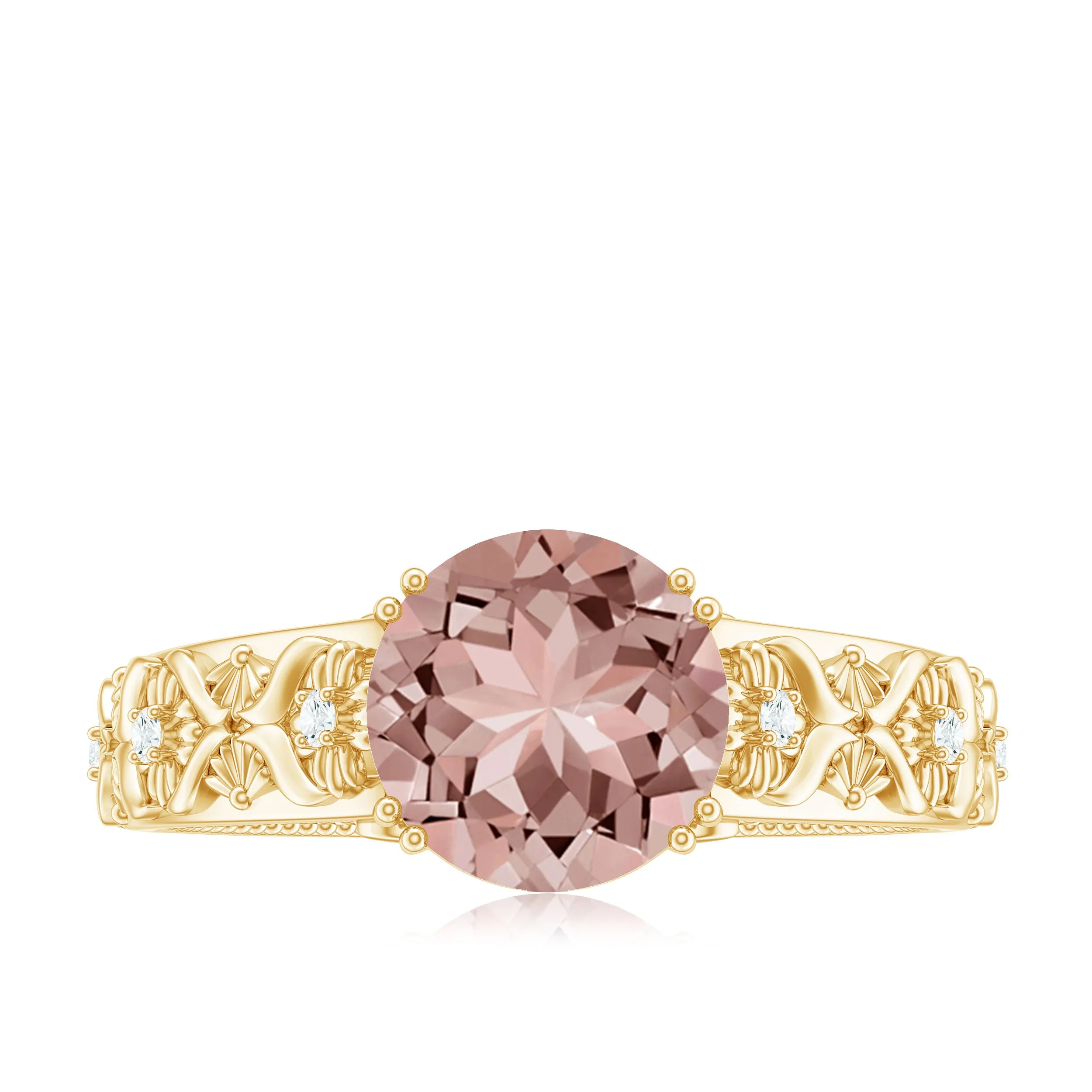 2 CT Morganite Floral Inspired Engagement Ring with Diamond