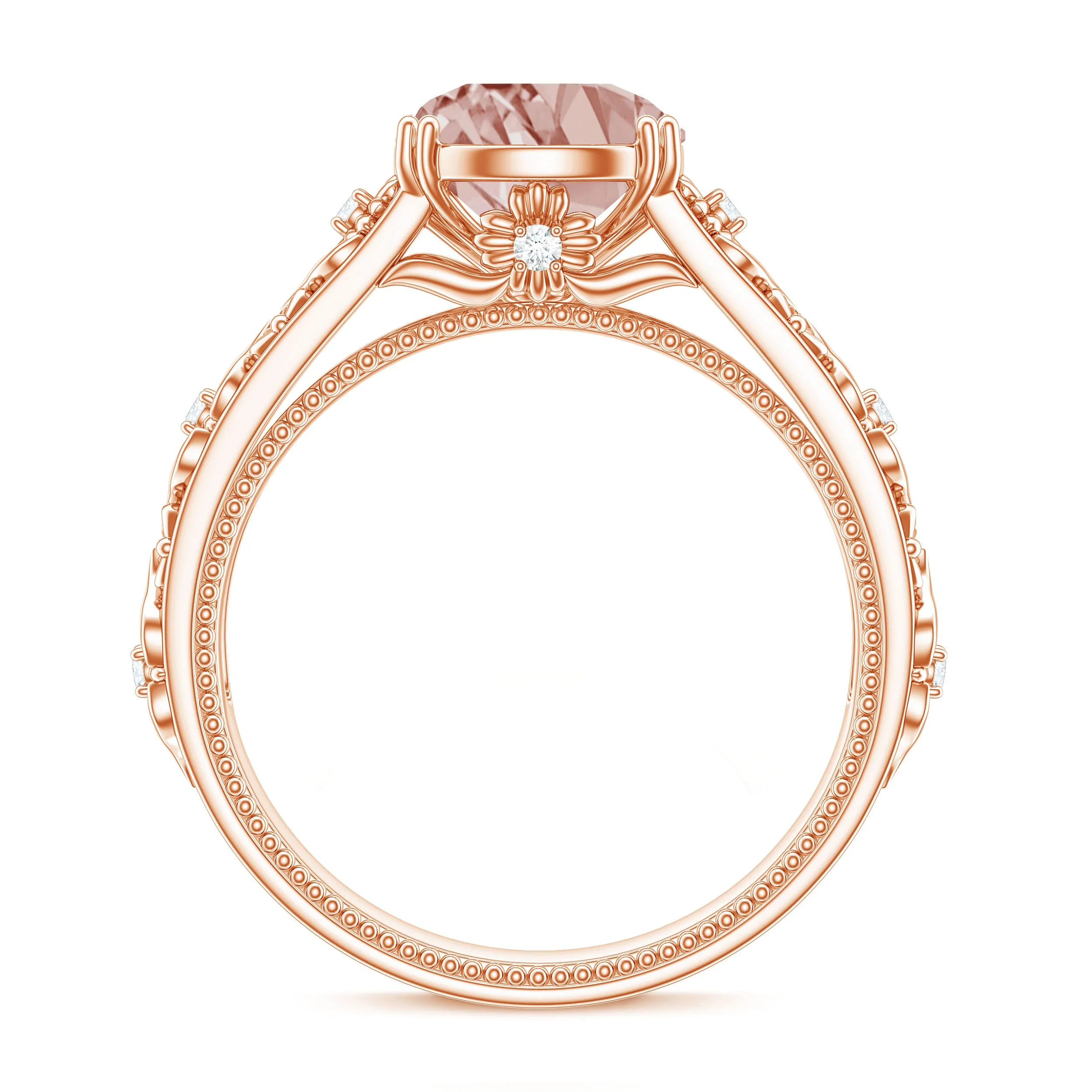 2 CT Morganite Floral Inspired Engagement Ring with Diamond