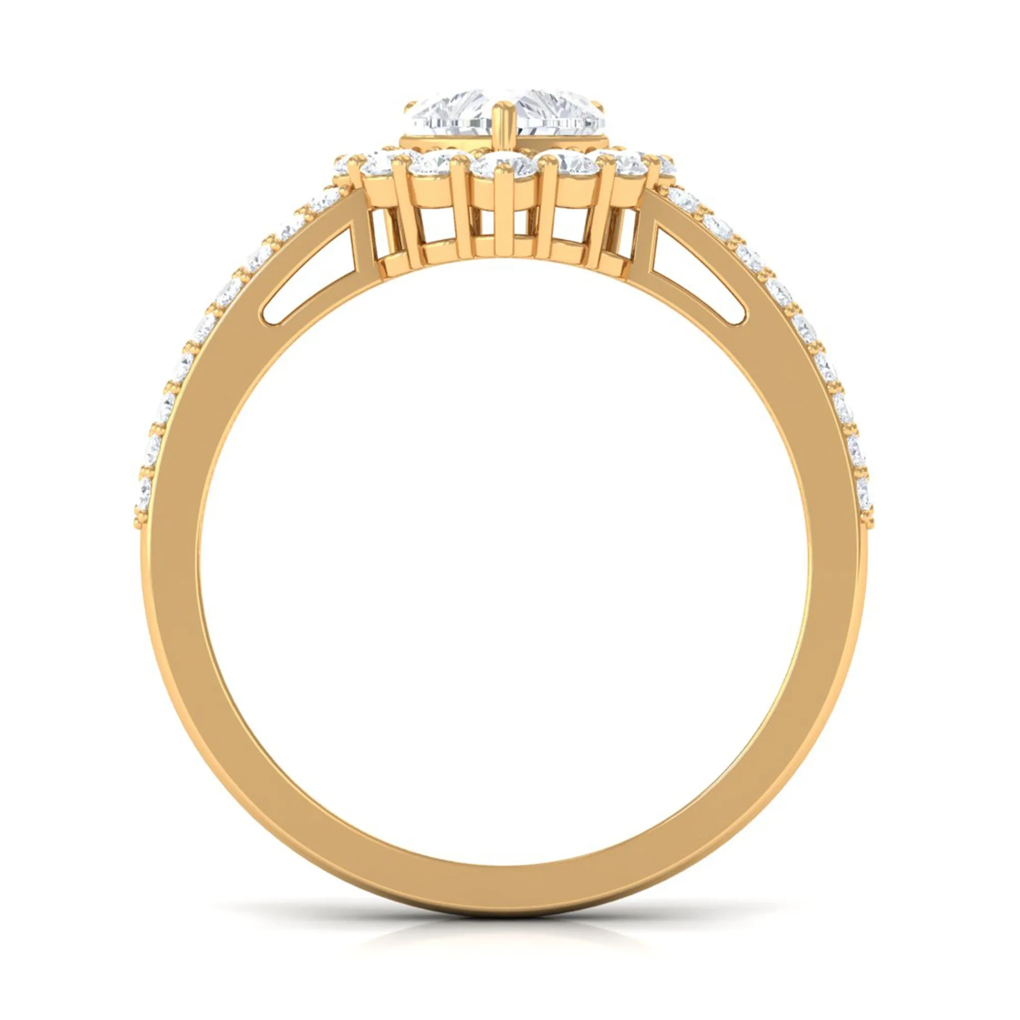 2 CT Zircon Heart Engagement Ring with Halo and Side Stones