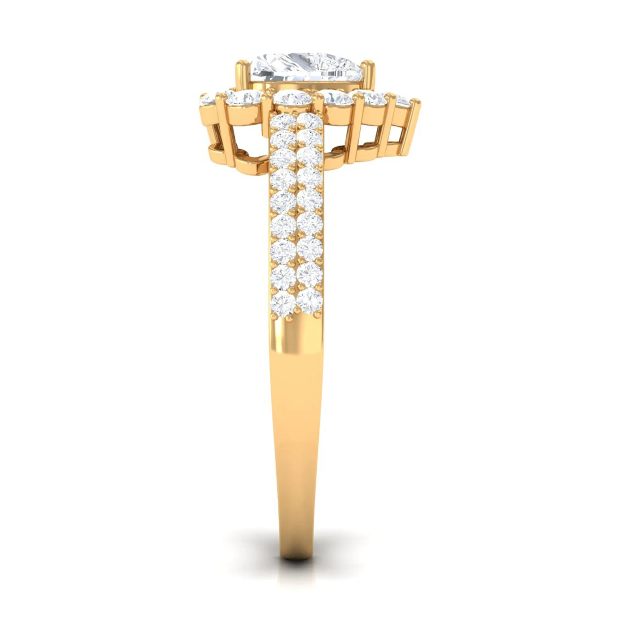 2 CT Zircon Heart Engagement Ring with Halo and Side Stones