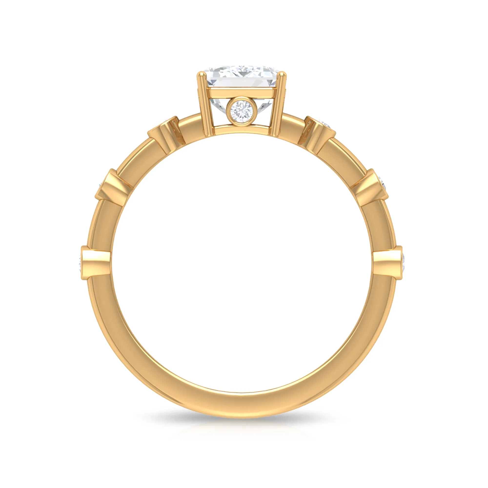 2.25 CT Octagon Cut Solitaire Moissanite Ring with Side stones