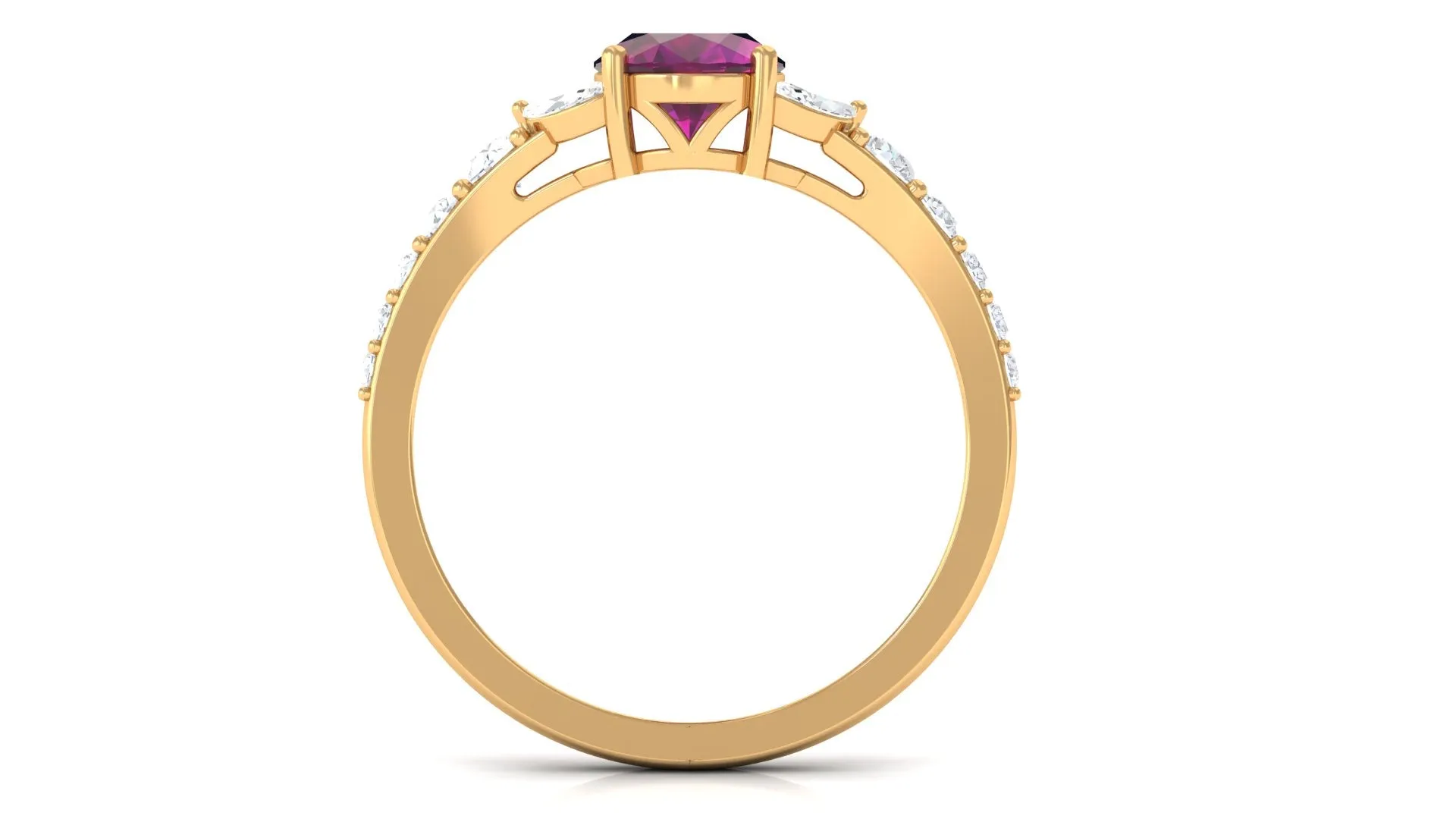 2.25 CT Oval Cut Rhodolite Solitaire Ring with Moissanite Accent