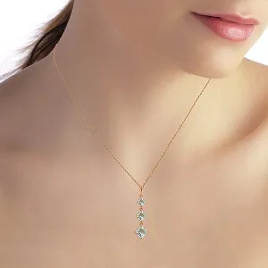 2.4 Carat 14K Solid Rose Gold Waterdrops Aquamarine Necklace