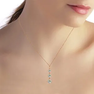 2.4 Carat 14K Solid Rose Gold Waterdrops Aquamarine Necklace