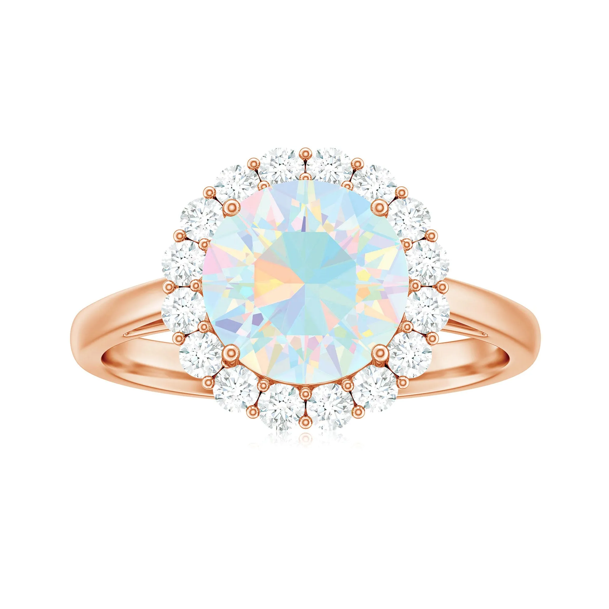 2.50 CT Round Shape Ethiopian Opal and Diamond Engagement Ring