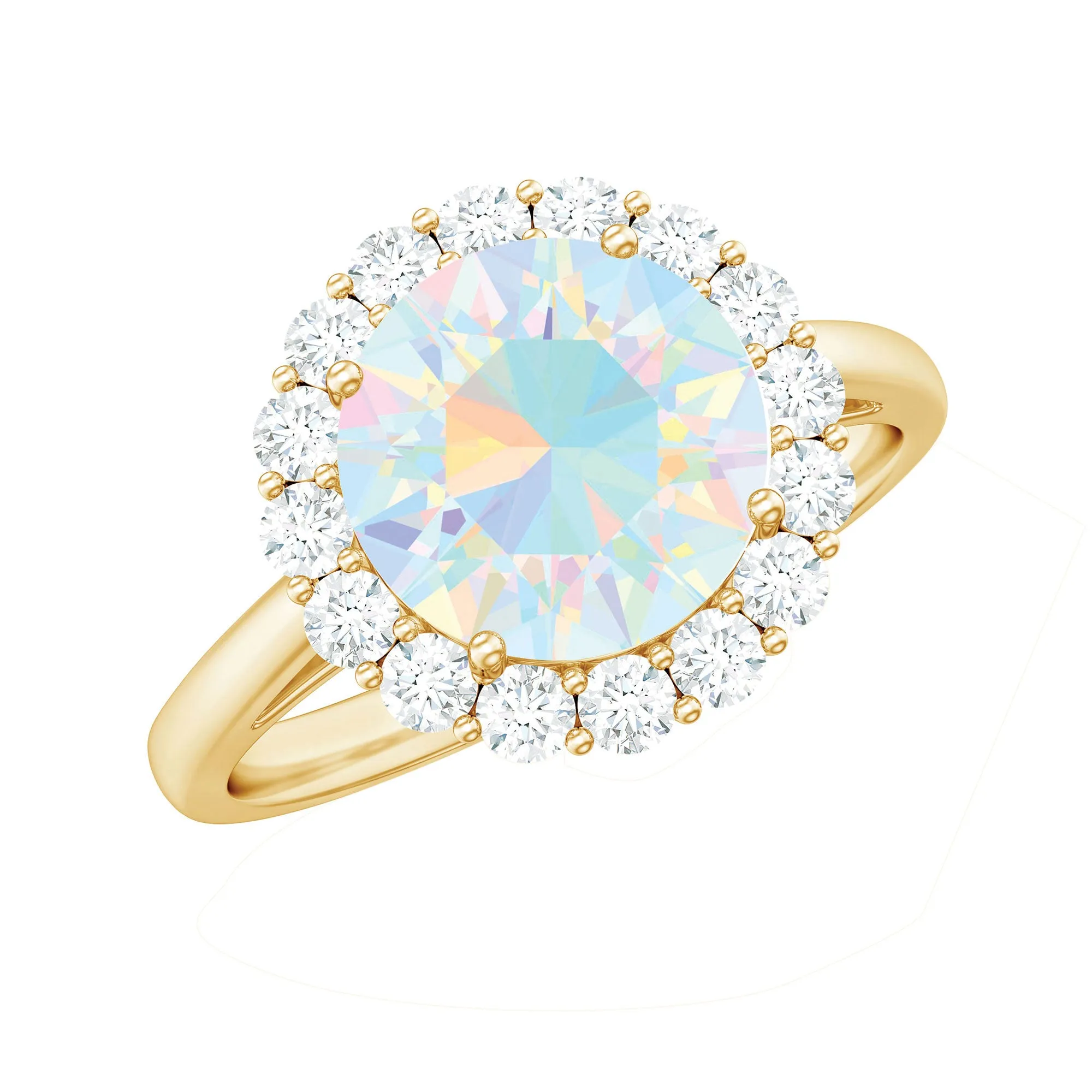 2.50 CT Round Shape Ethiopian Opal and Diamond Engagement Ring