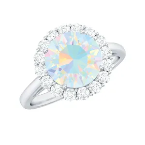 2.50 CT Round Shape Ethiopian Opal and Diamond Engagement Ring