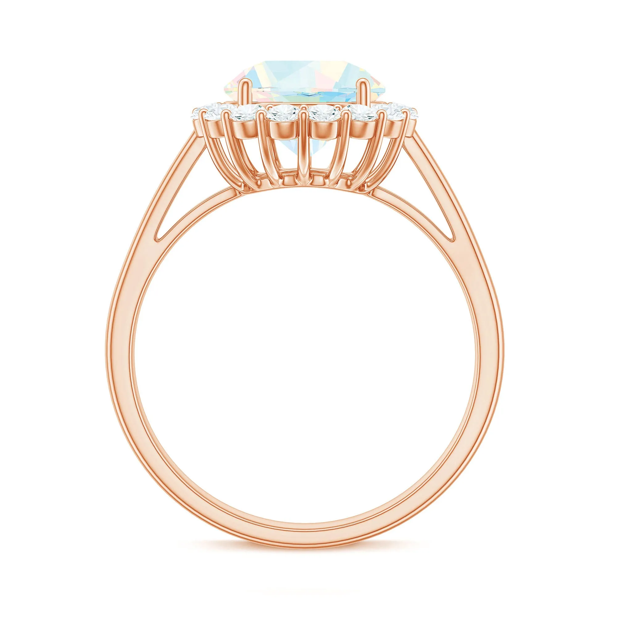 2.50 CT Round Shape Ethiopian Opal and Diamond Engagement Ring