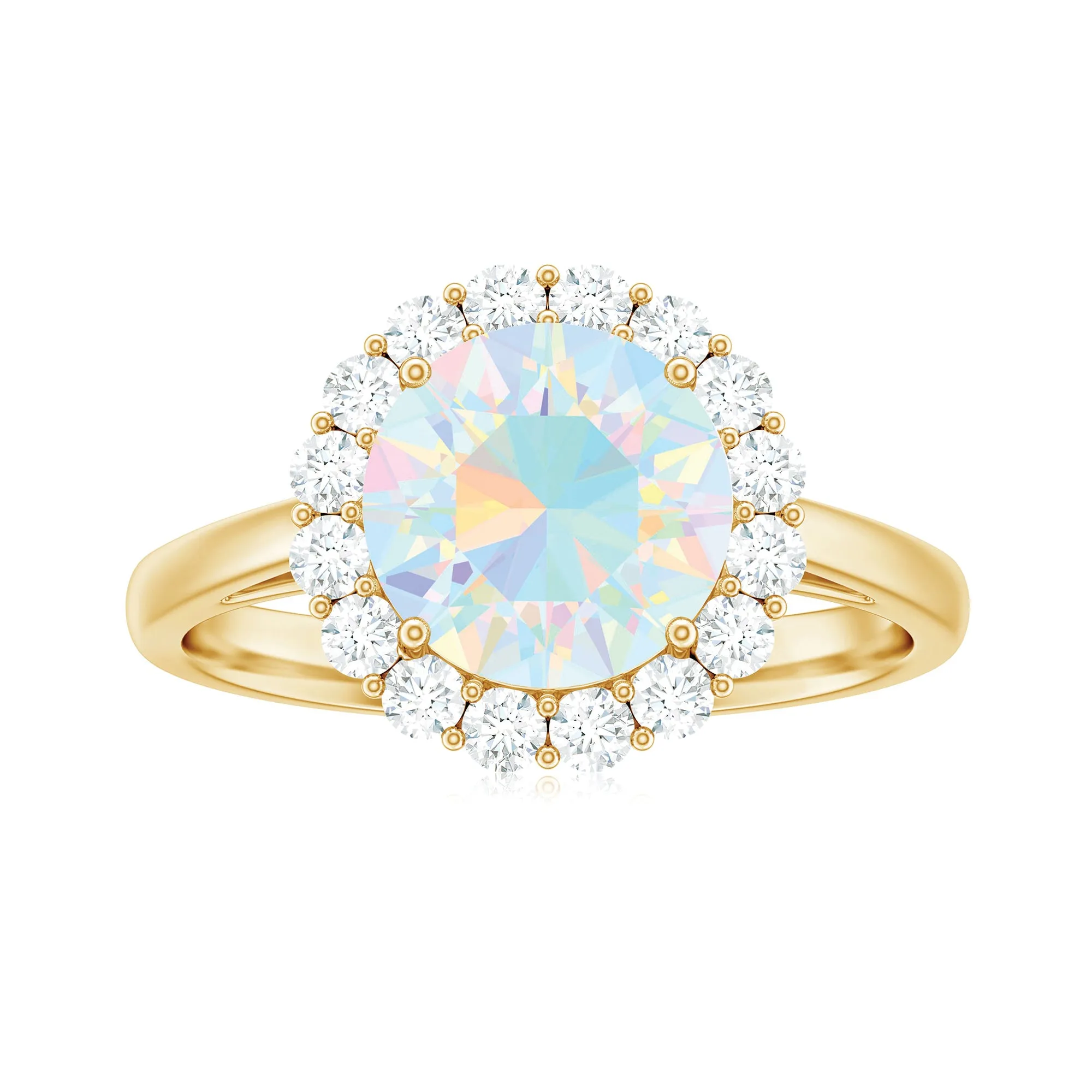 2.50 CT Round Shape Ethiopian Opal and Diamond Engagement Ring