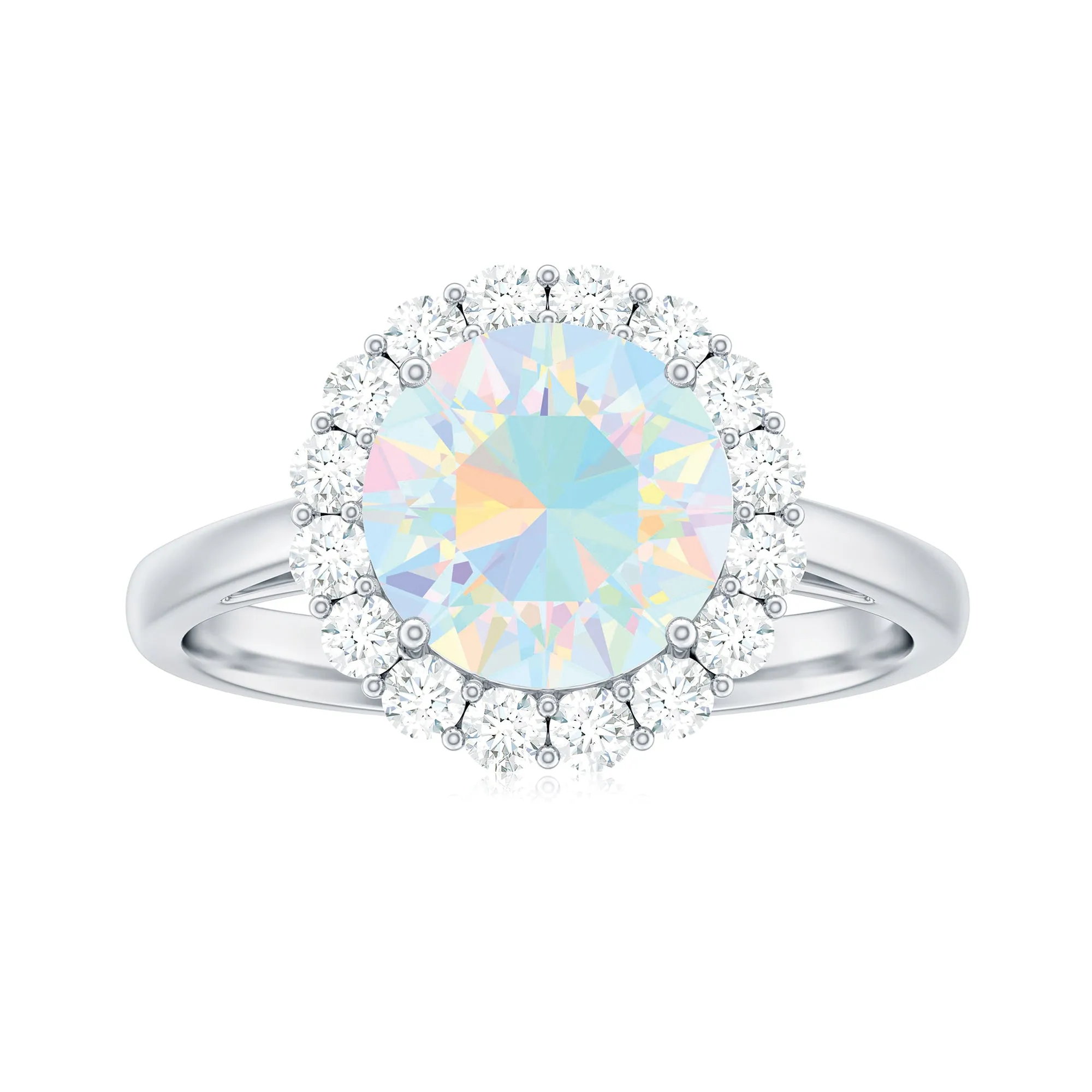 2.50 CT Round Shape Ethiopian Opal and Diamond Engagement Ring