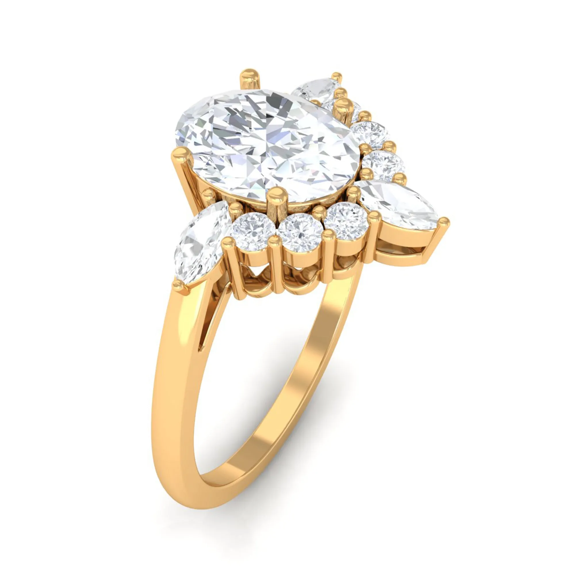 2.75 CT Oval Zircon Unique Engagement Ring in Gold