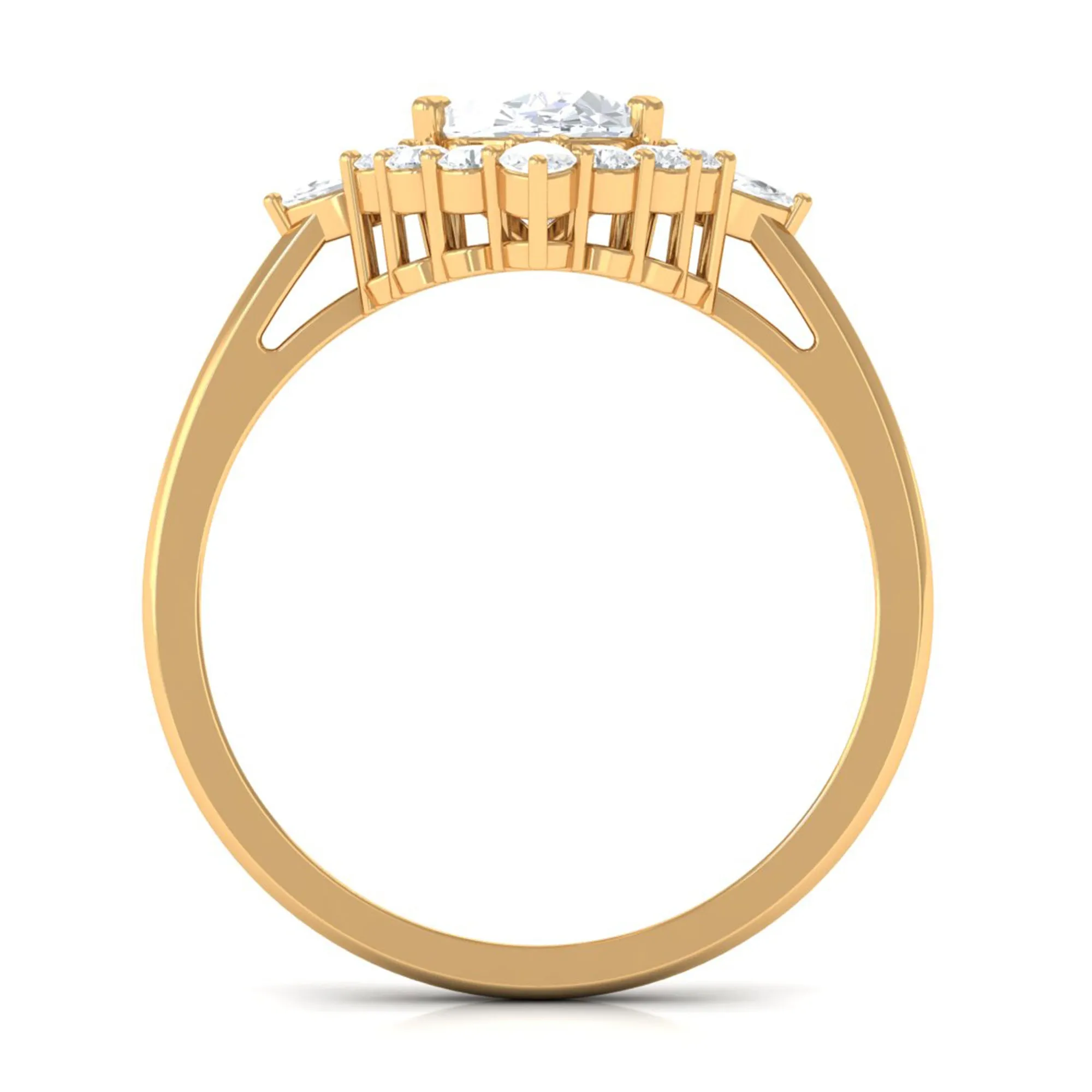 2.75 CT Oval Zircon Unique Engagement Ring in Gold