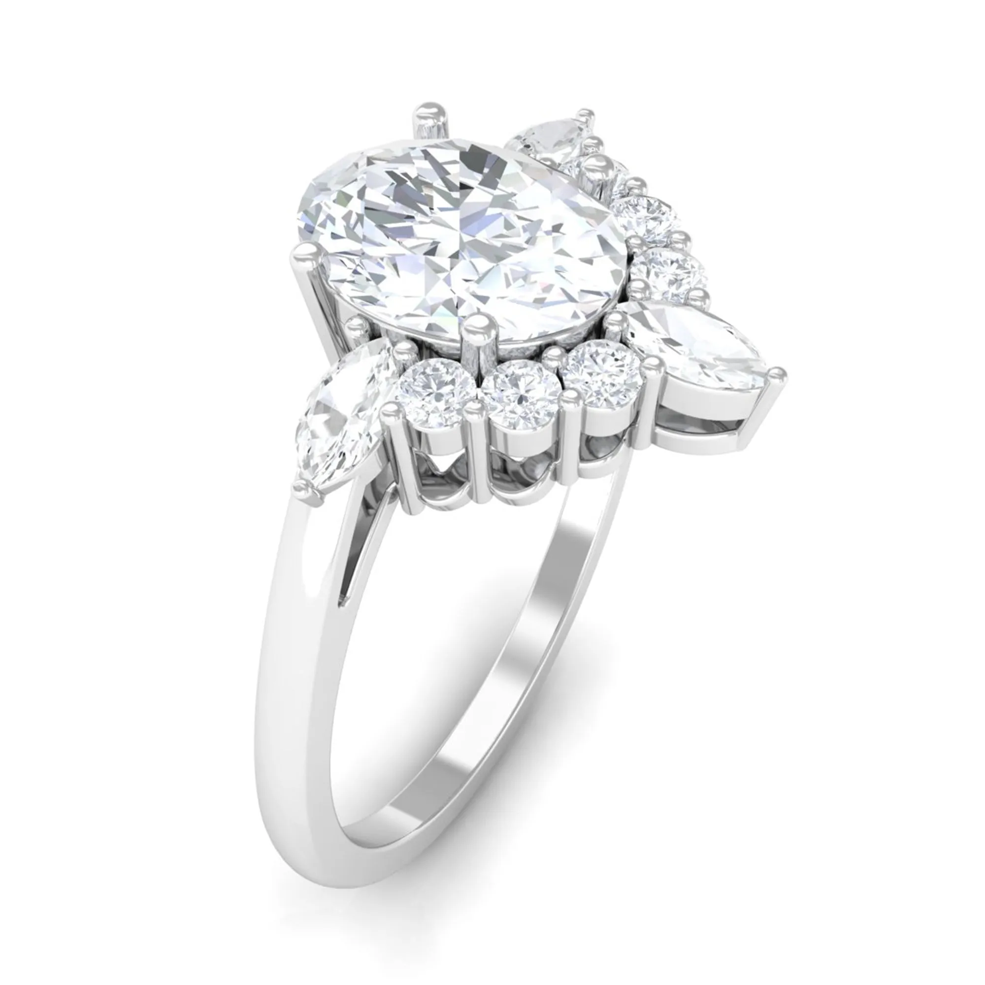 2.75 CT Oval Zircon Unique Engagement Ring in Gold