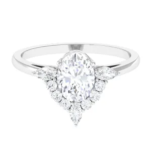 2.75 CT Oval Zircon Unique Engagement Ring in Gold