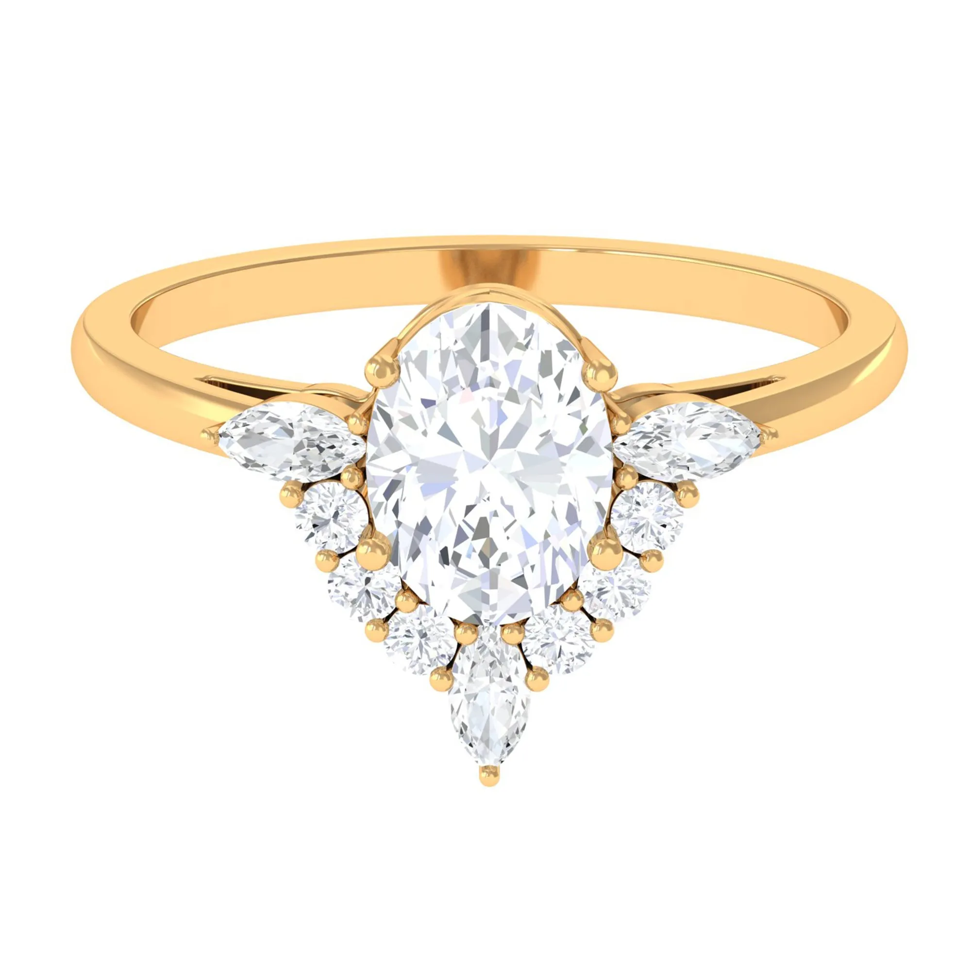 2.75 CT Oval Zircon Unique Engagement Ring in Gold