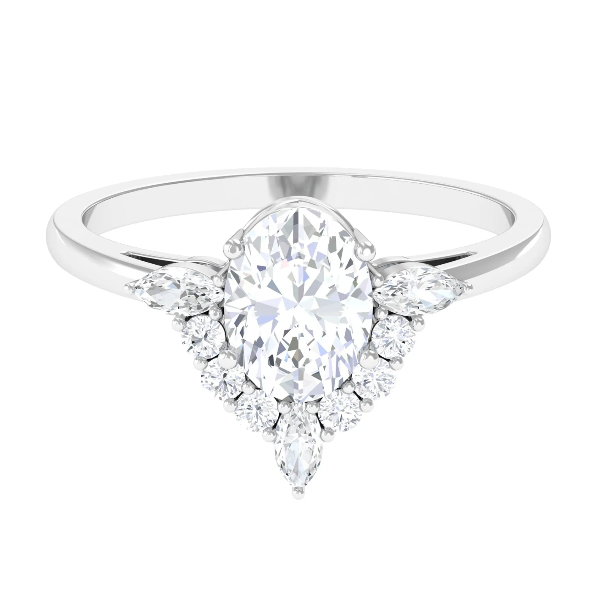 2.75 CT Oval Zircon Unique Engagement Ring in Gold