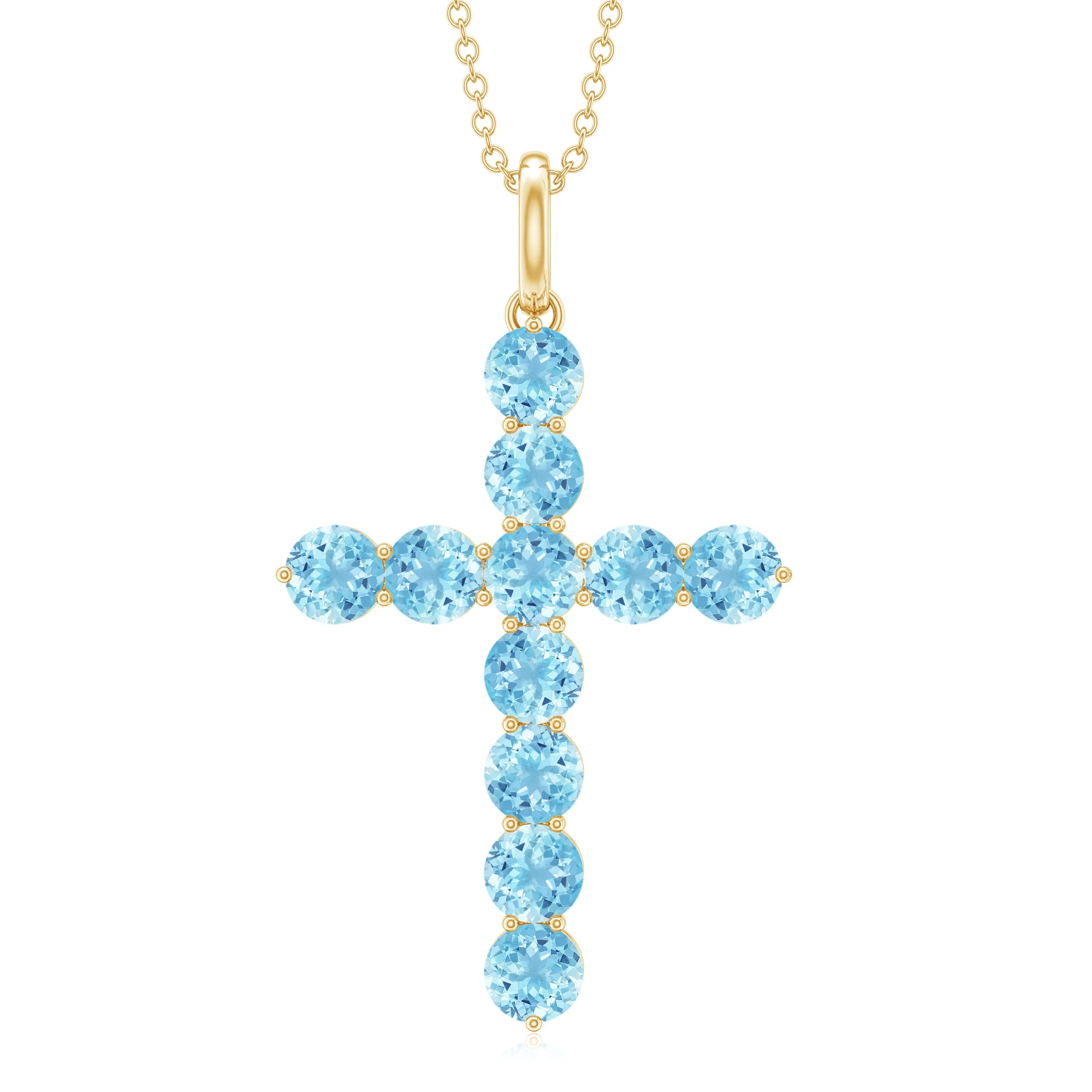 2.75 CT Simple Aquamarine Holy Cross Pendant