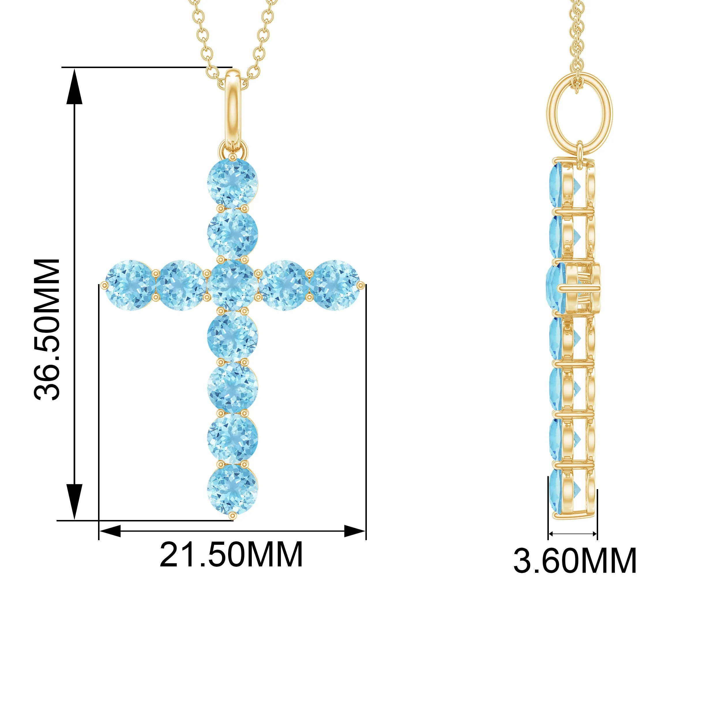 2.75 CT Simple Aquamarine Holy Cross Pendant