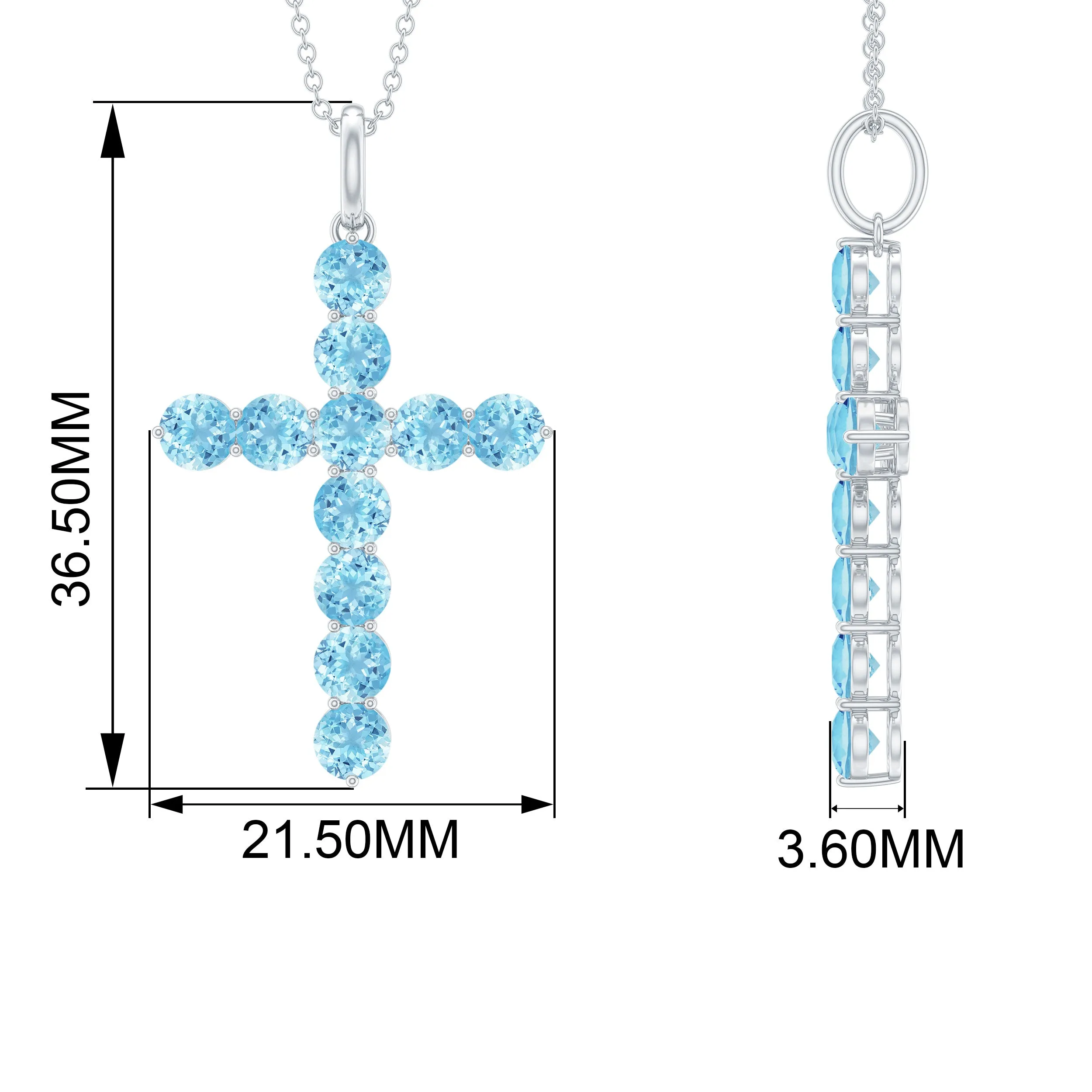 2.75 CT Simple Aquamarine Holy Cross Pendant