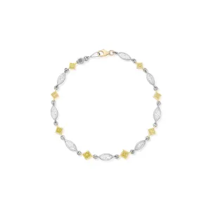 4.17 Carat Fancy Yellow and White Diamond Bracelet