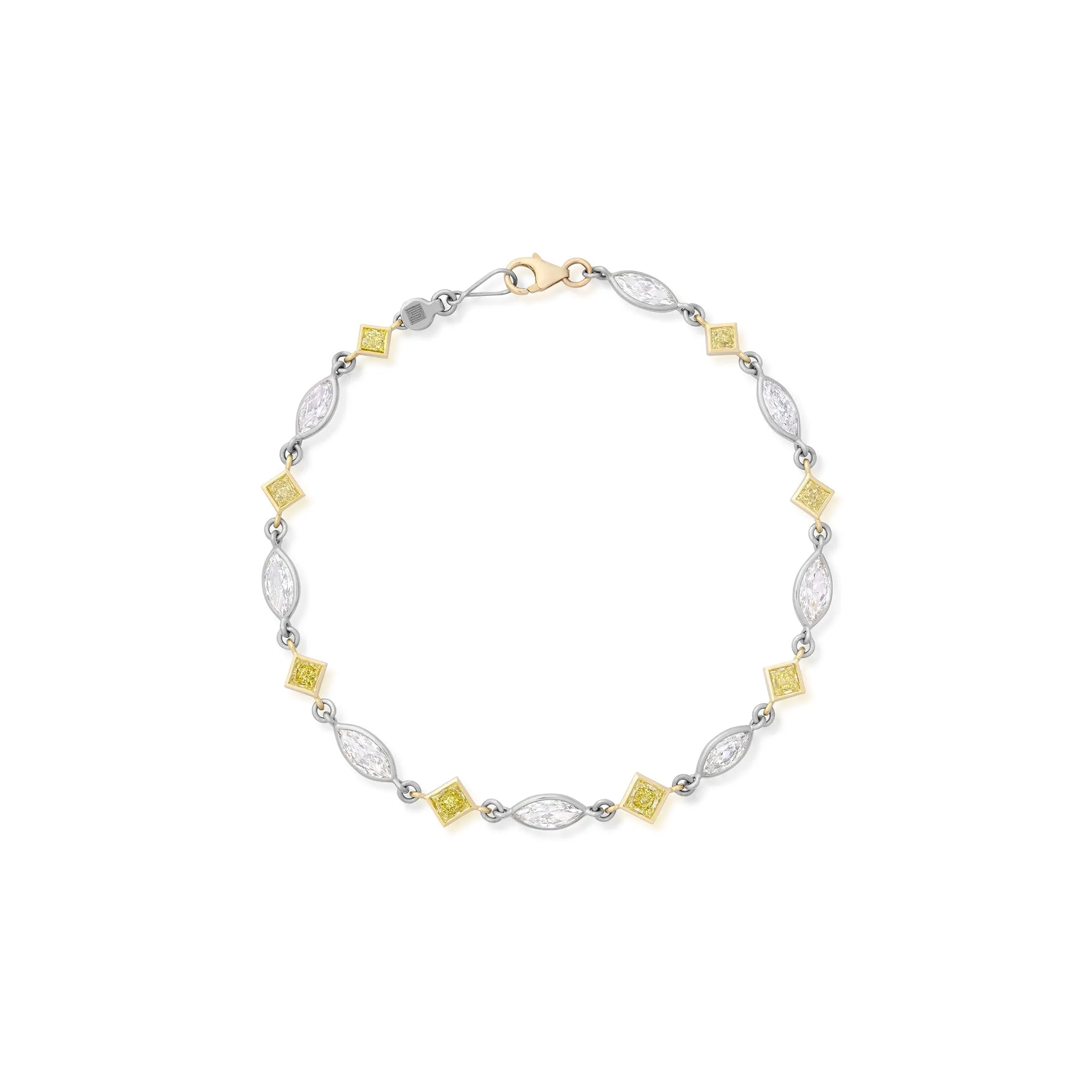4.17 Carat Fancy Yellow and White Diamond Bracelet
