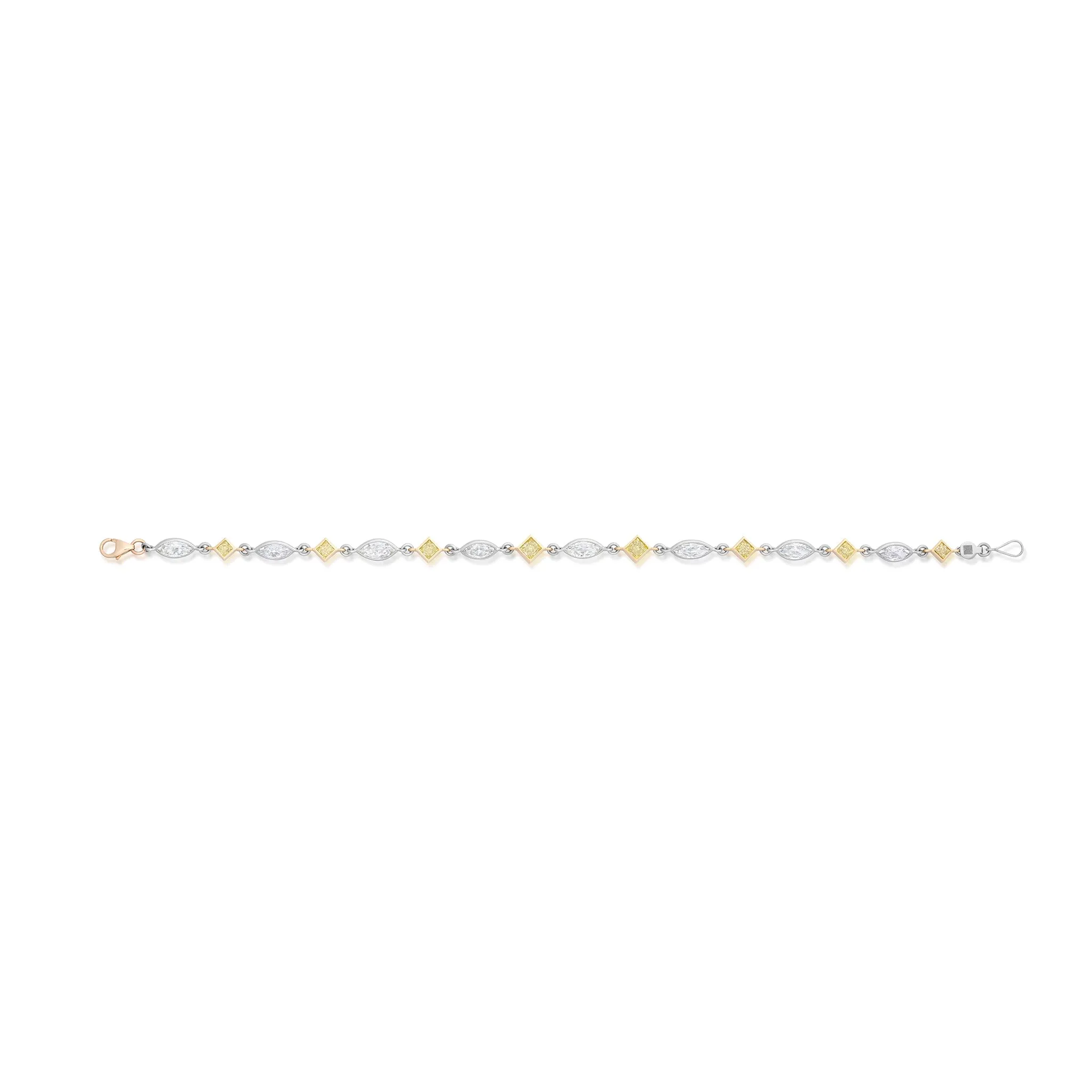 4.17 Carat Fancy Yellow and White Diamond Bracelet